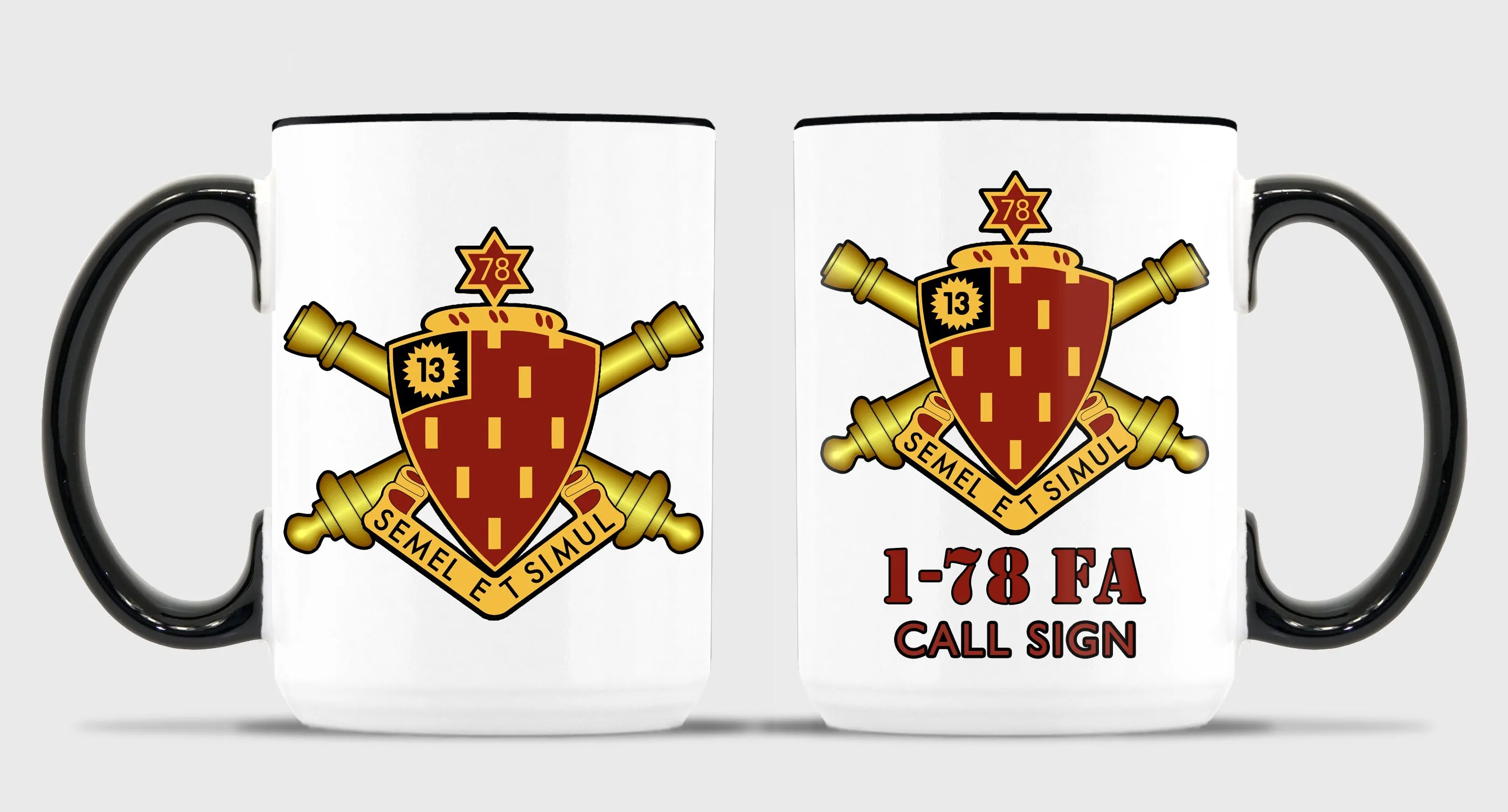 15 oz Coffee Mug- All White or White with Black Trim.