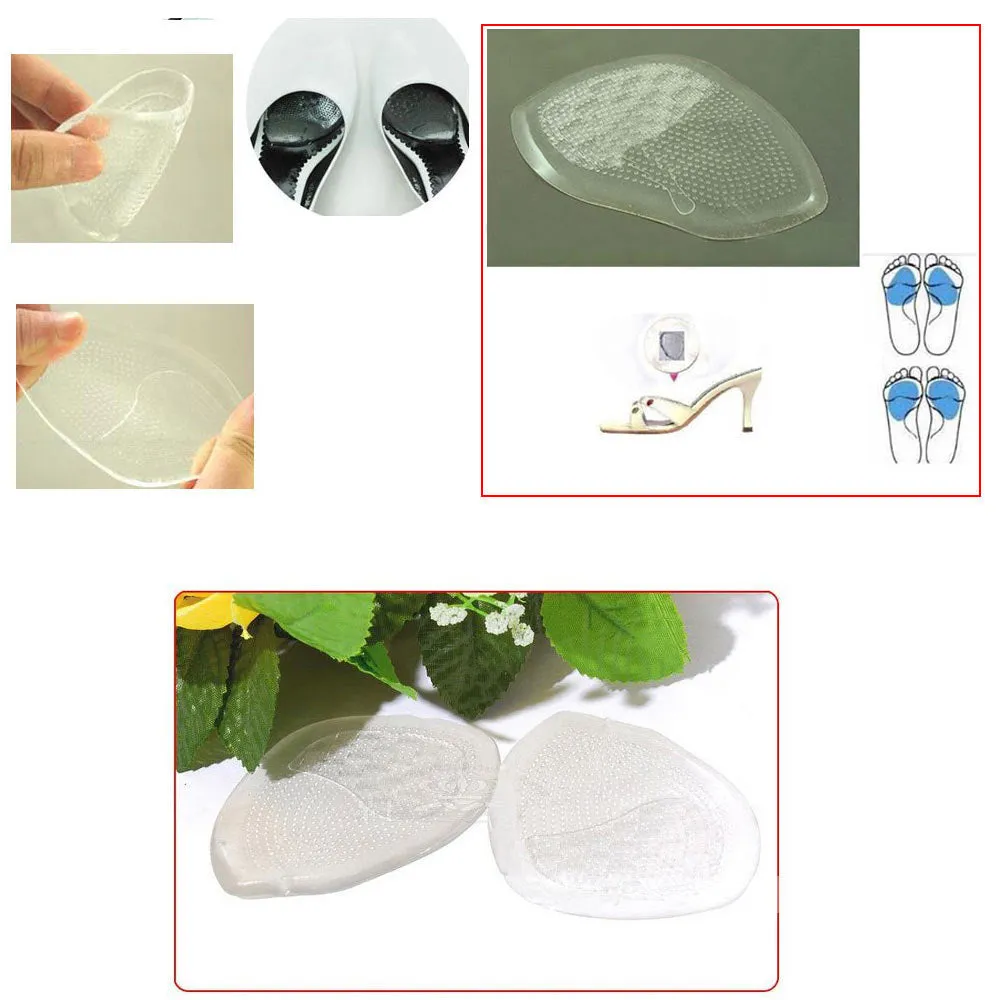 2 Pair Gel Silicone Foot Half Sole Insoles Shoes Care Cushion Pad Insole Comfy