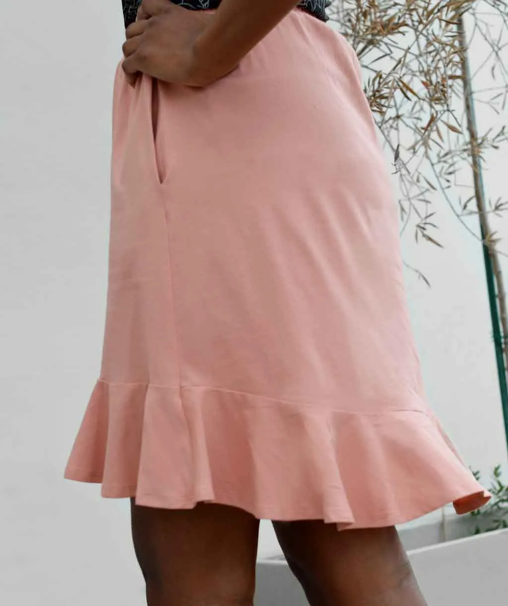 AURORA trumpet skirt in Rose Dawn