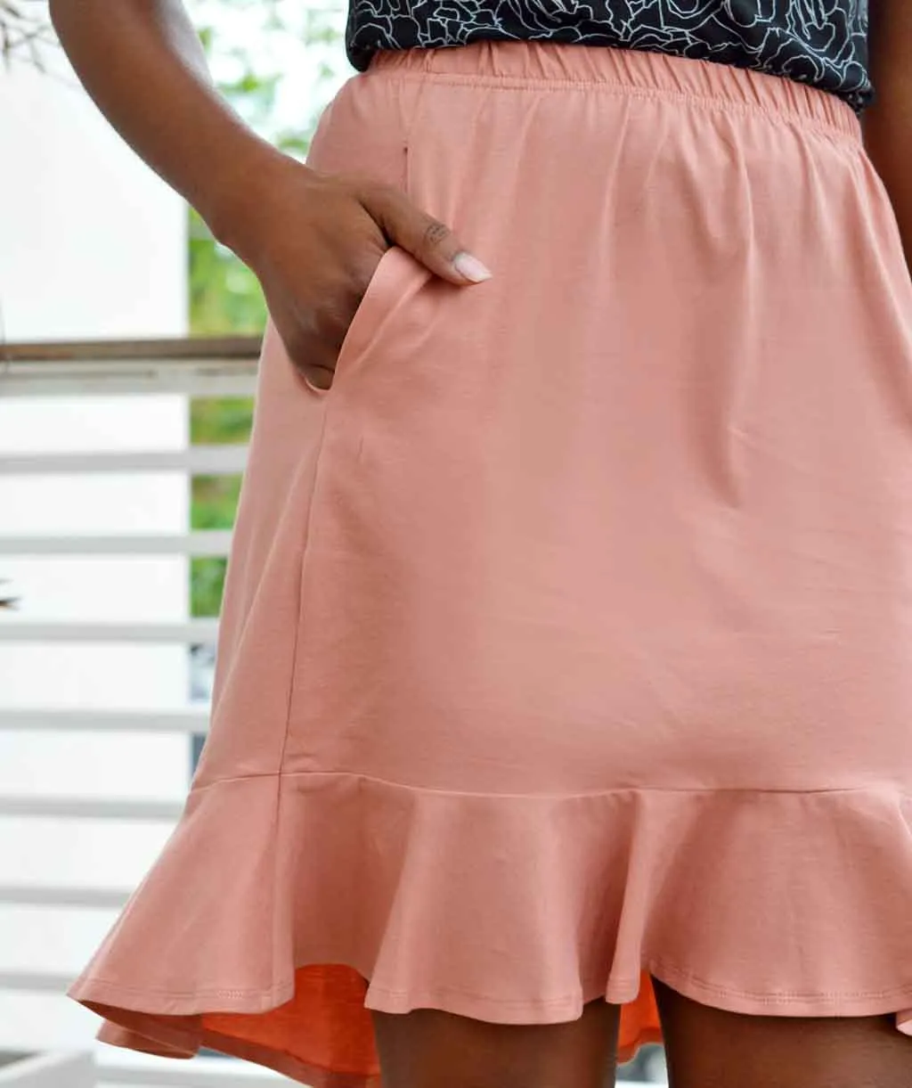 AURORA trumpet skirt in Rose Dawn