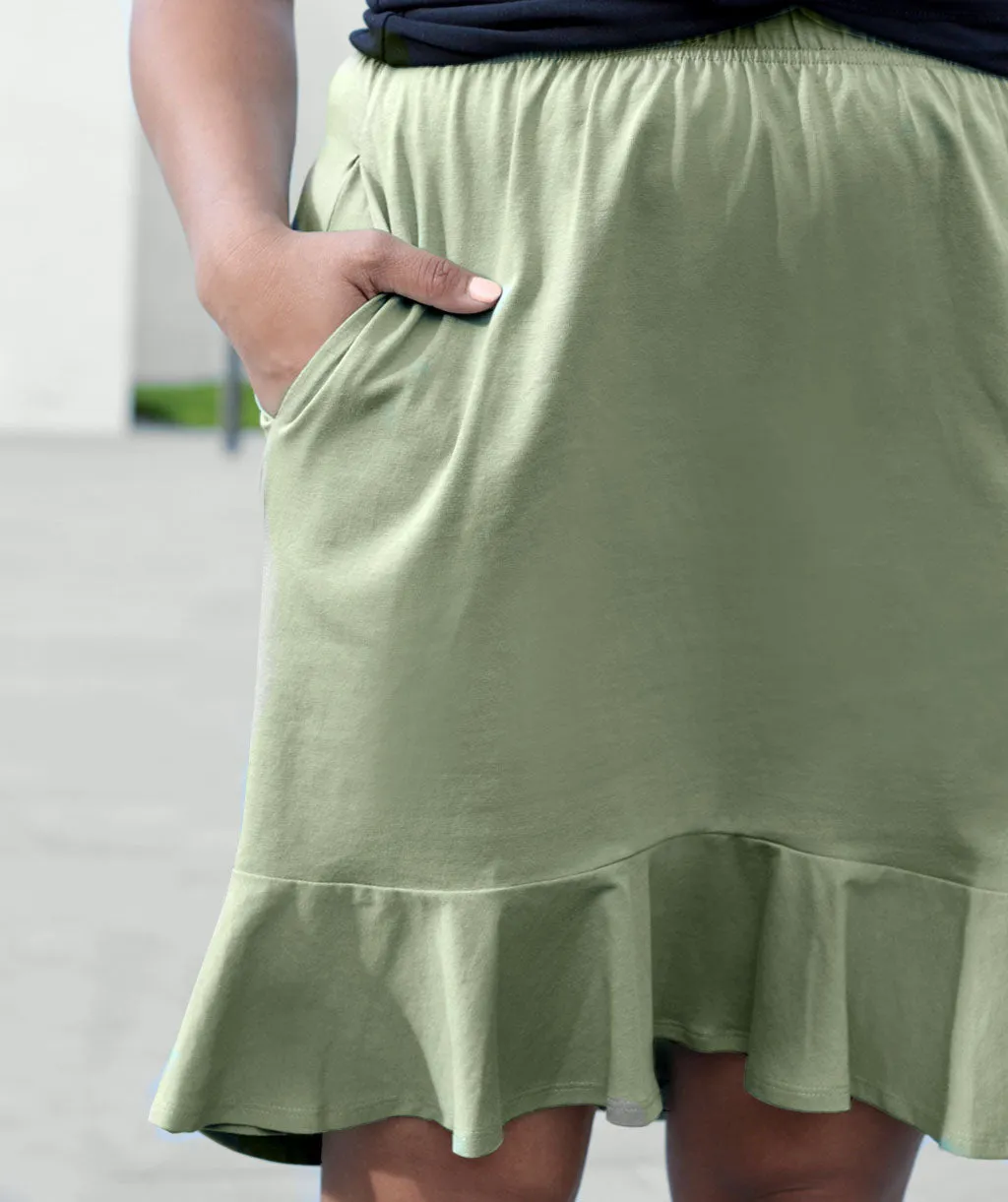 AURORA trumpet skirt in Thyme