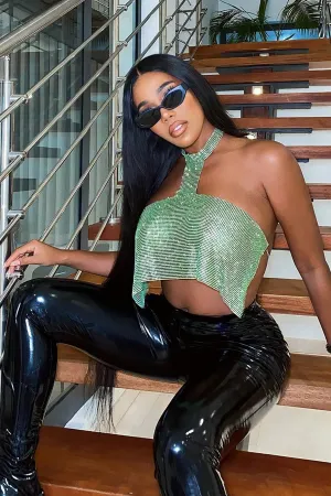 Bel Air Rhinestone Top - Green