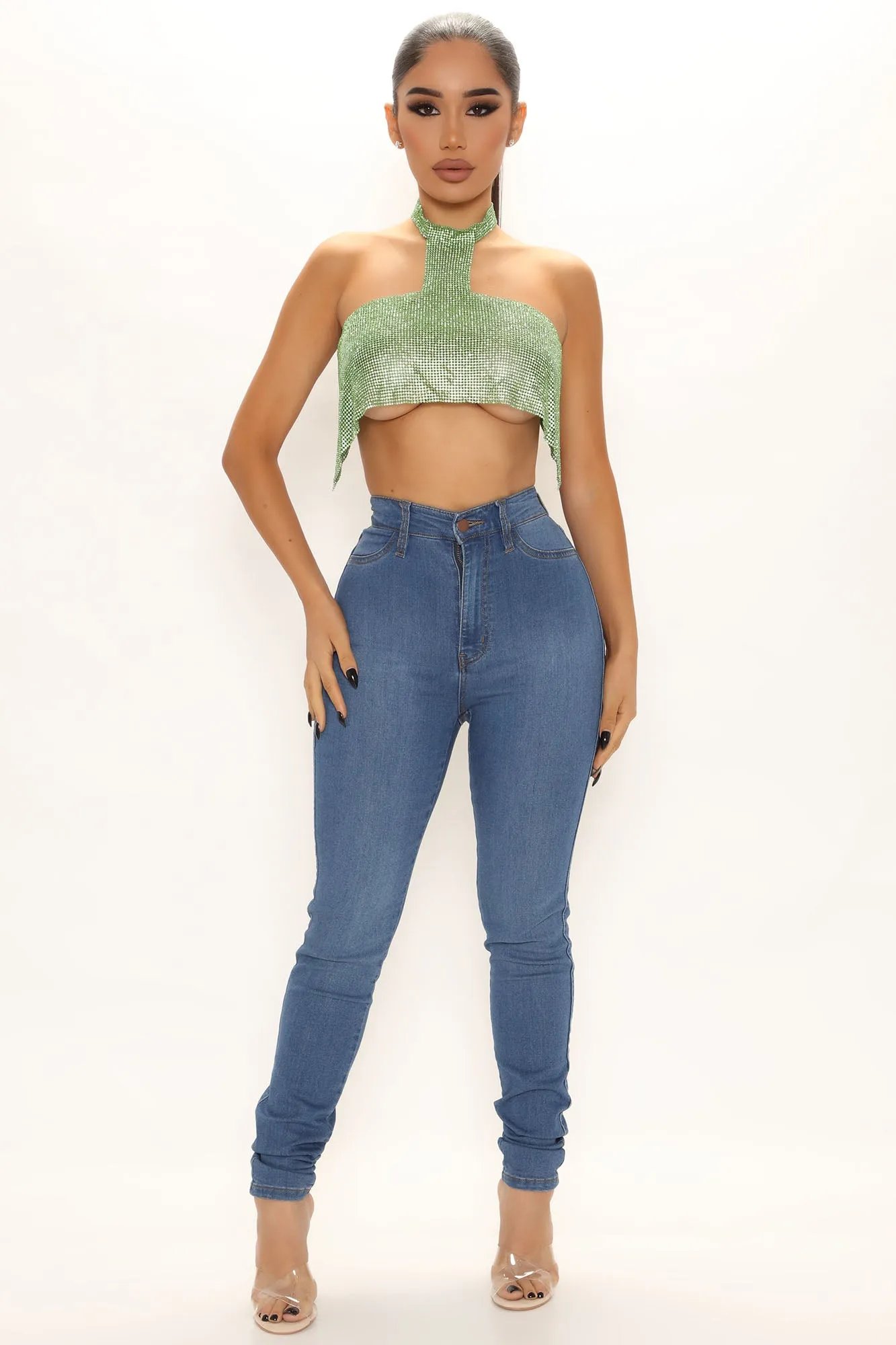 Bel Air Rhinestone Top - Green