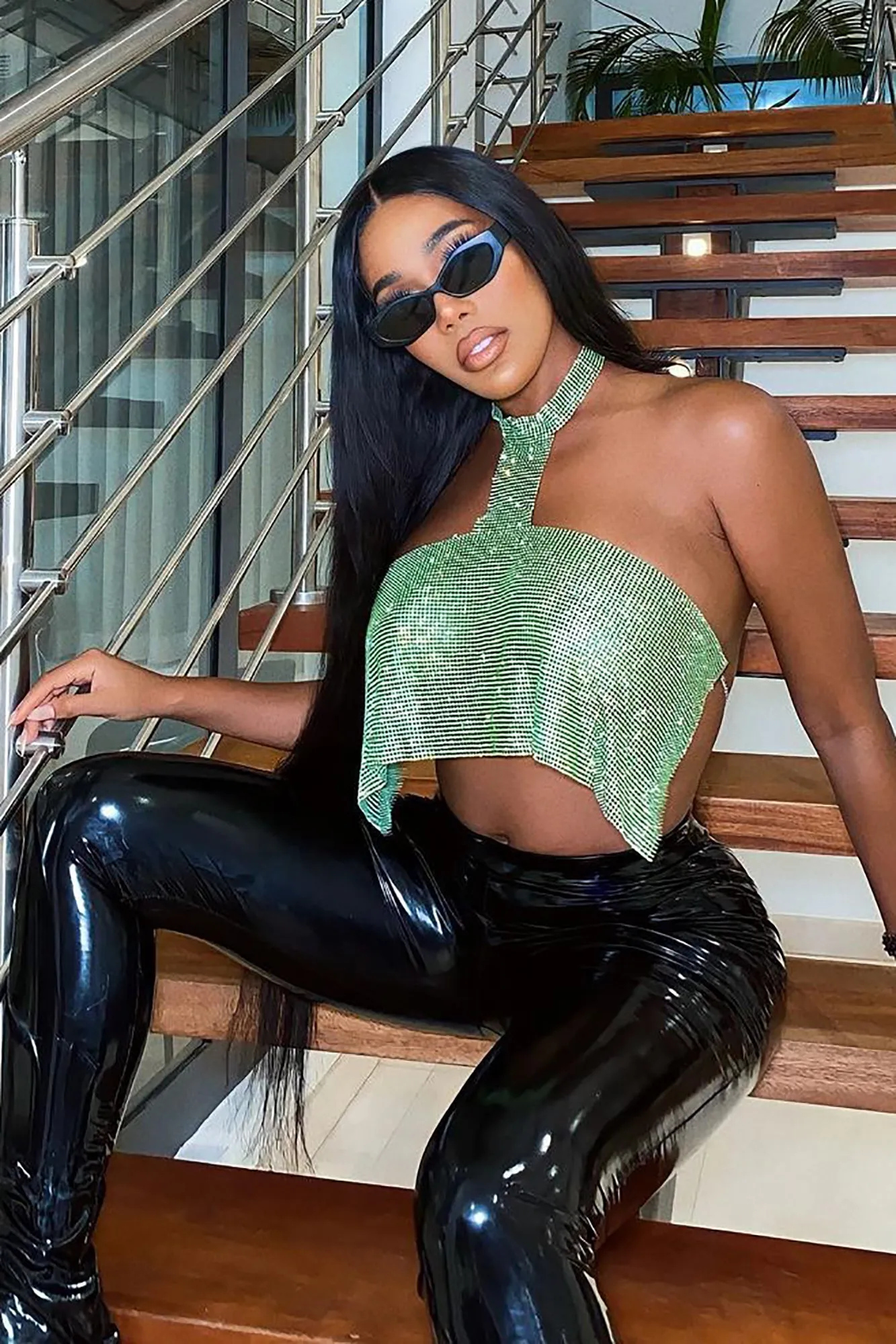 Bel Air Rhinestone Top - Green
