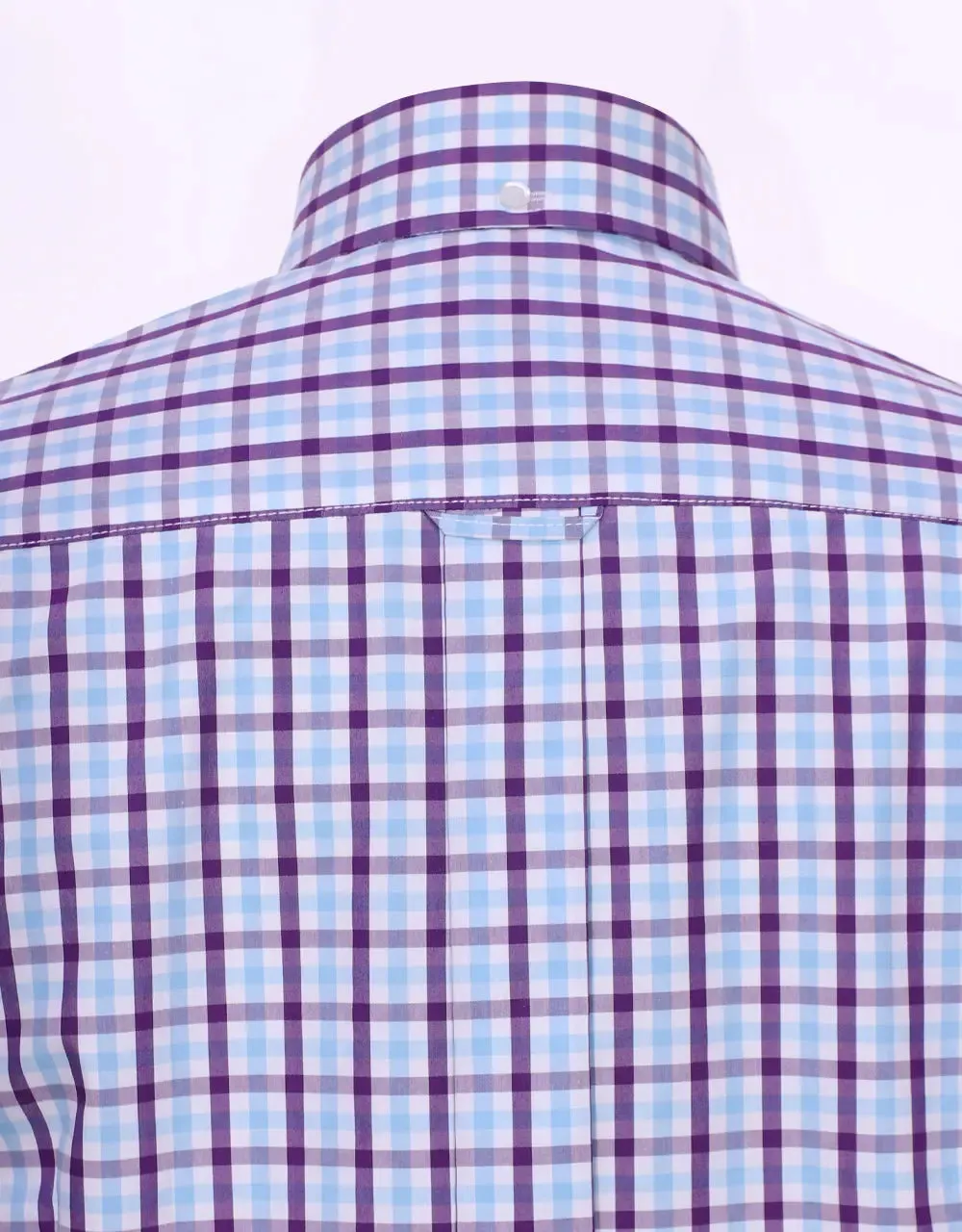Button Down Shirt - Purple And Light Sky Windowpane Check Shirt