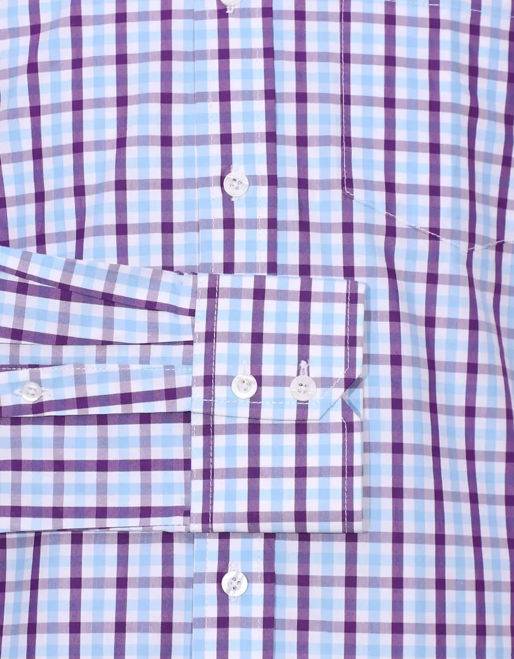 Button Down Shirt - Purple And Light Sky Windowpane Check Shirt