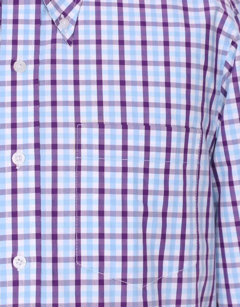 Button Down Shirt - Purple And Light Sky Windowpane Check Shirt