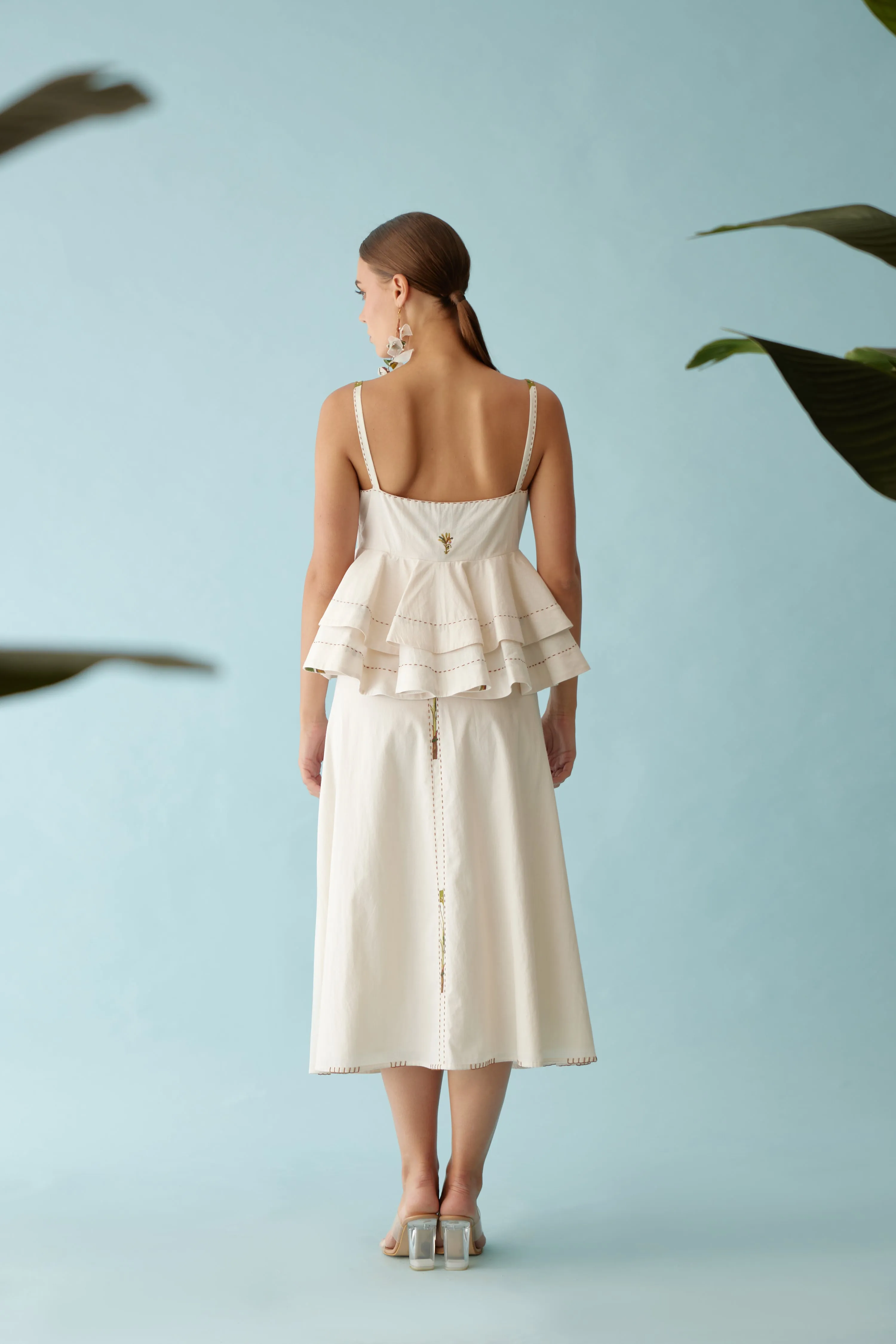 Cream A-line skirt