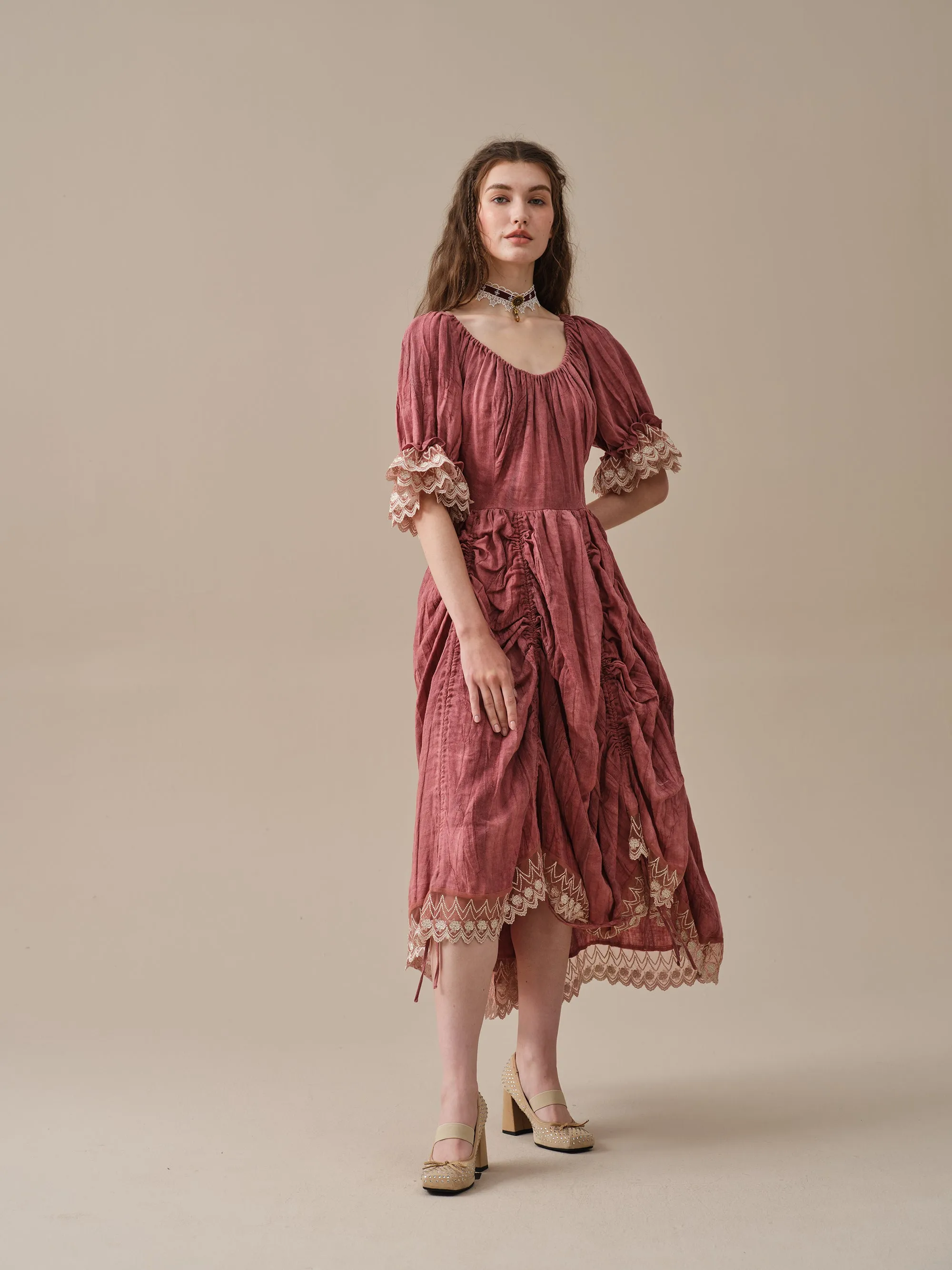 Elowen 27 | Lace Linen dress gown ( 2 way to wear )