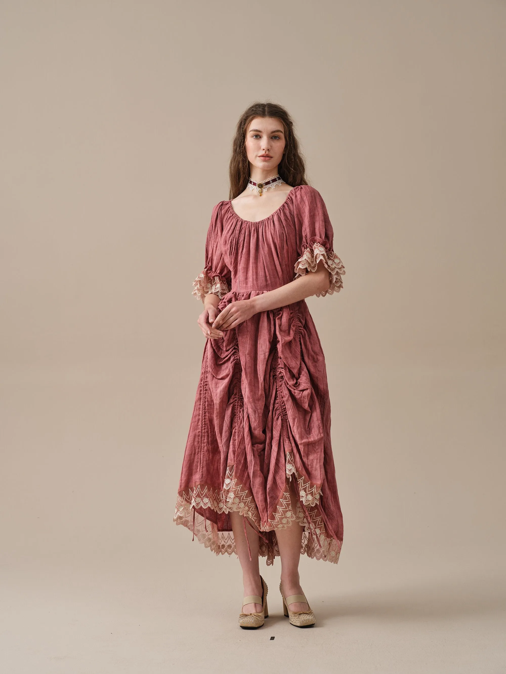 Elowen 27 | Lace Linen dress gown ( 2 way to wear )