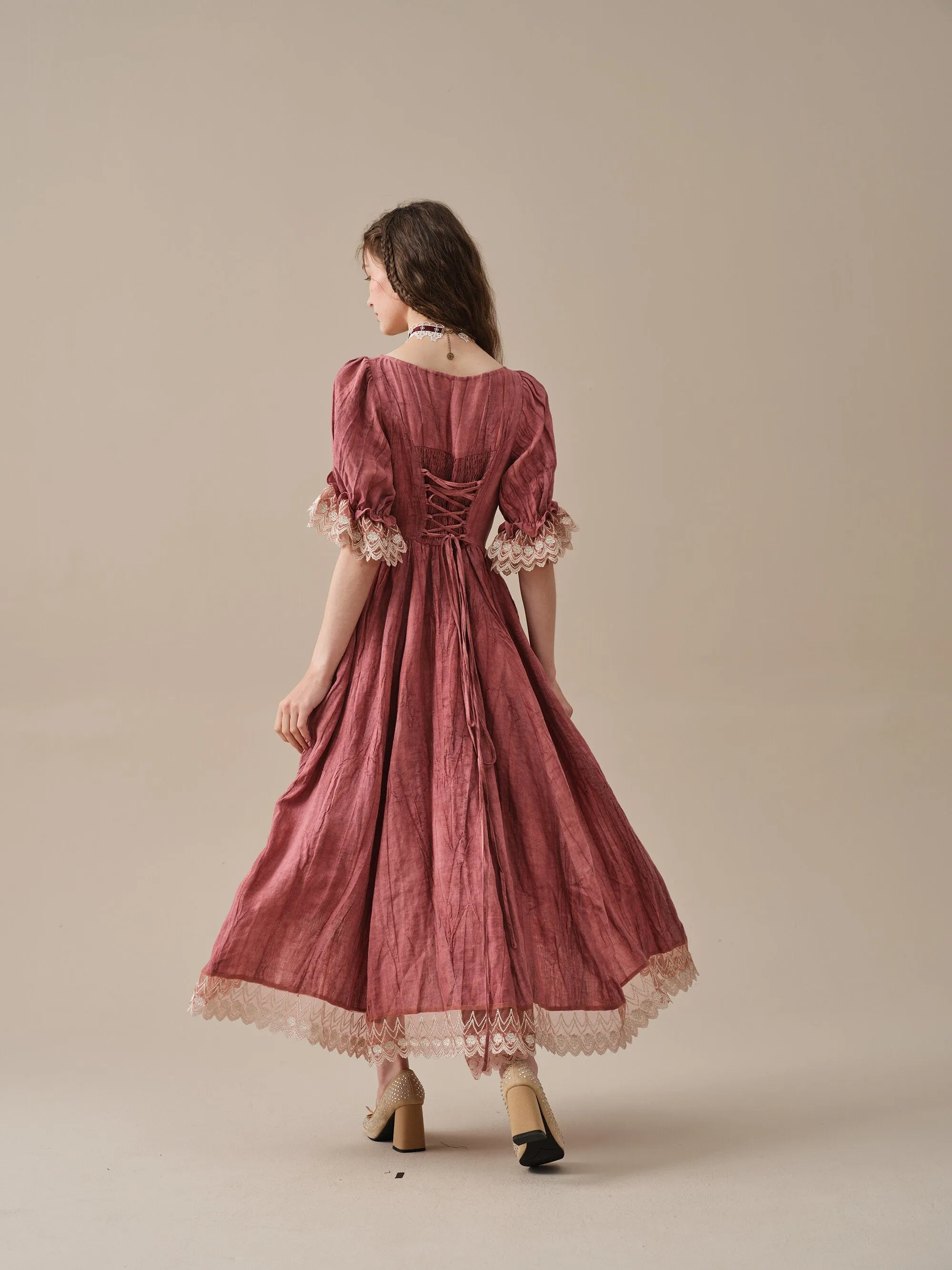 Elowen 27 | Lace Linen dress gown ( 2 way to wear )