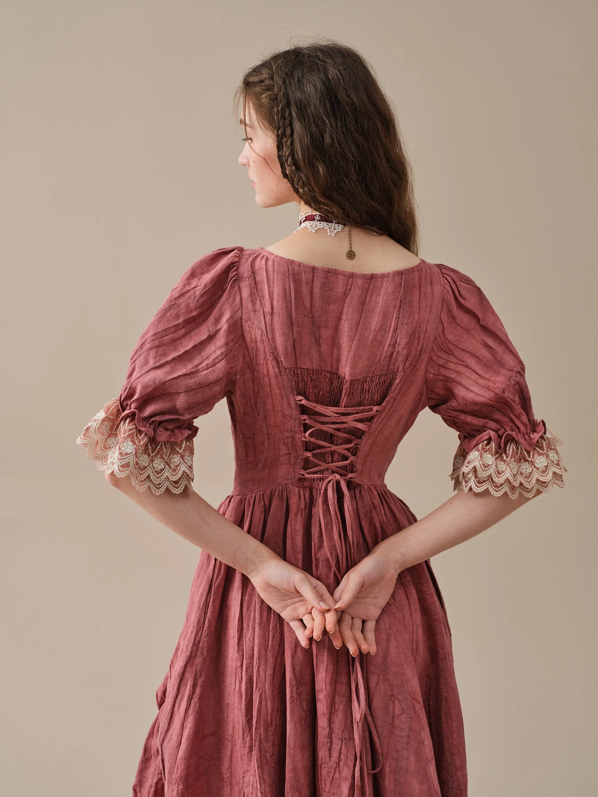 Elowen 27 | Lace Linen dress gown ( 2 way to wear )