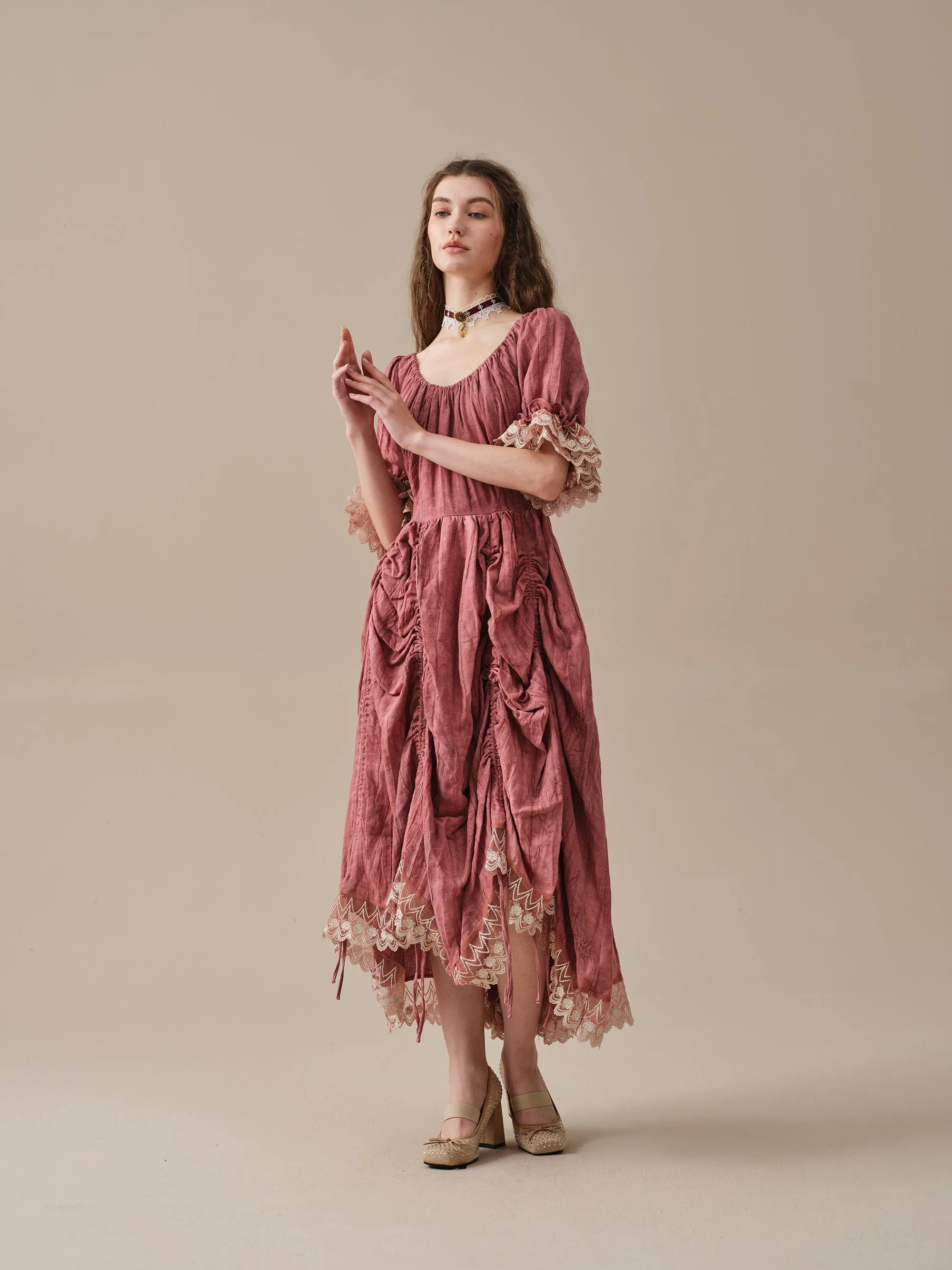 Elowen 27 | Lace Linen dress gown ( 2 way to wear )