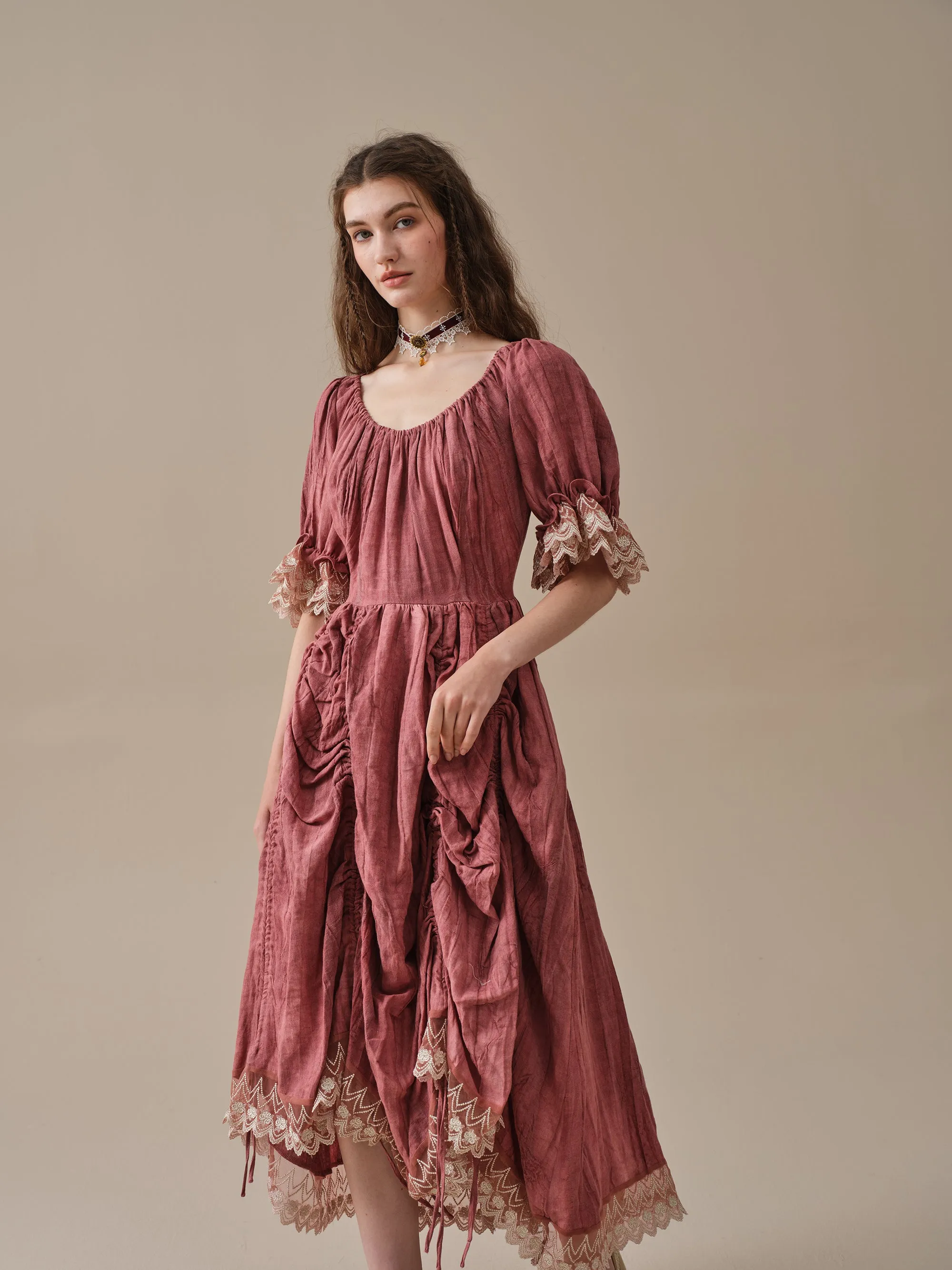 Elowen 27 | Lace Linen dress gown ( 2 way to wear )