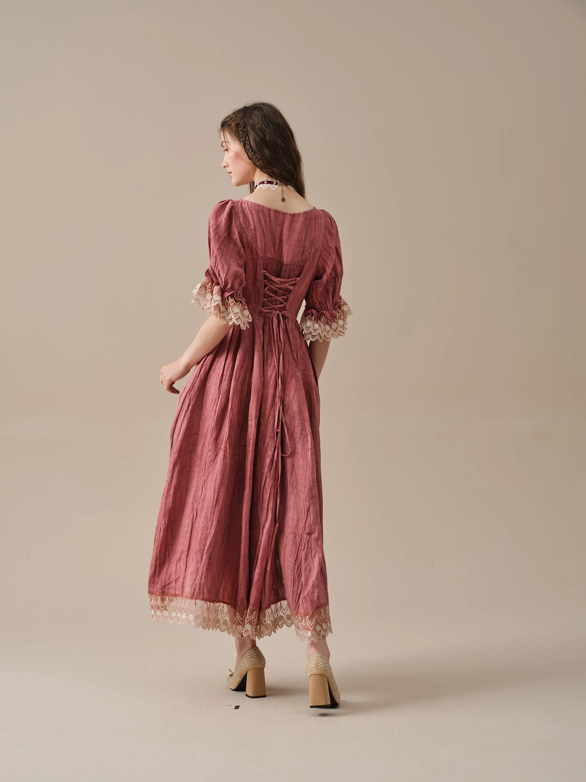 Elowen 27 | Lace Linen dress gown ( 2 way to wear )