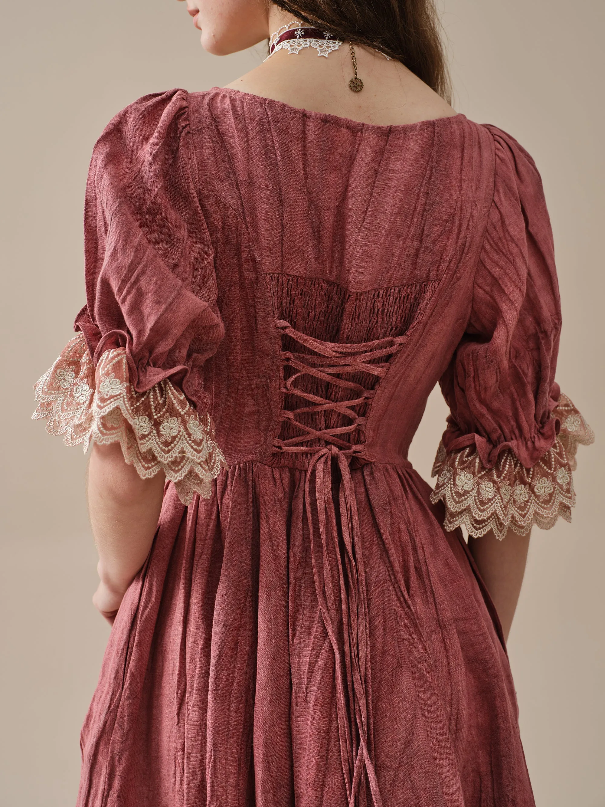 Elowen 27 | Lace Linen dress gown ( 2 way to wear )