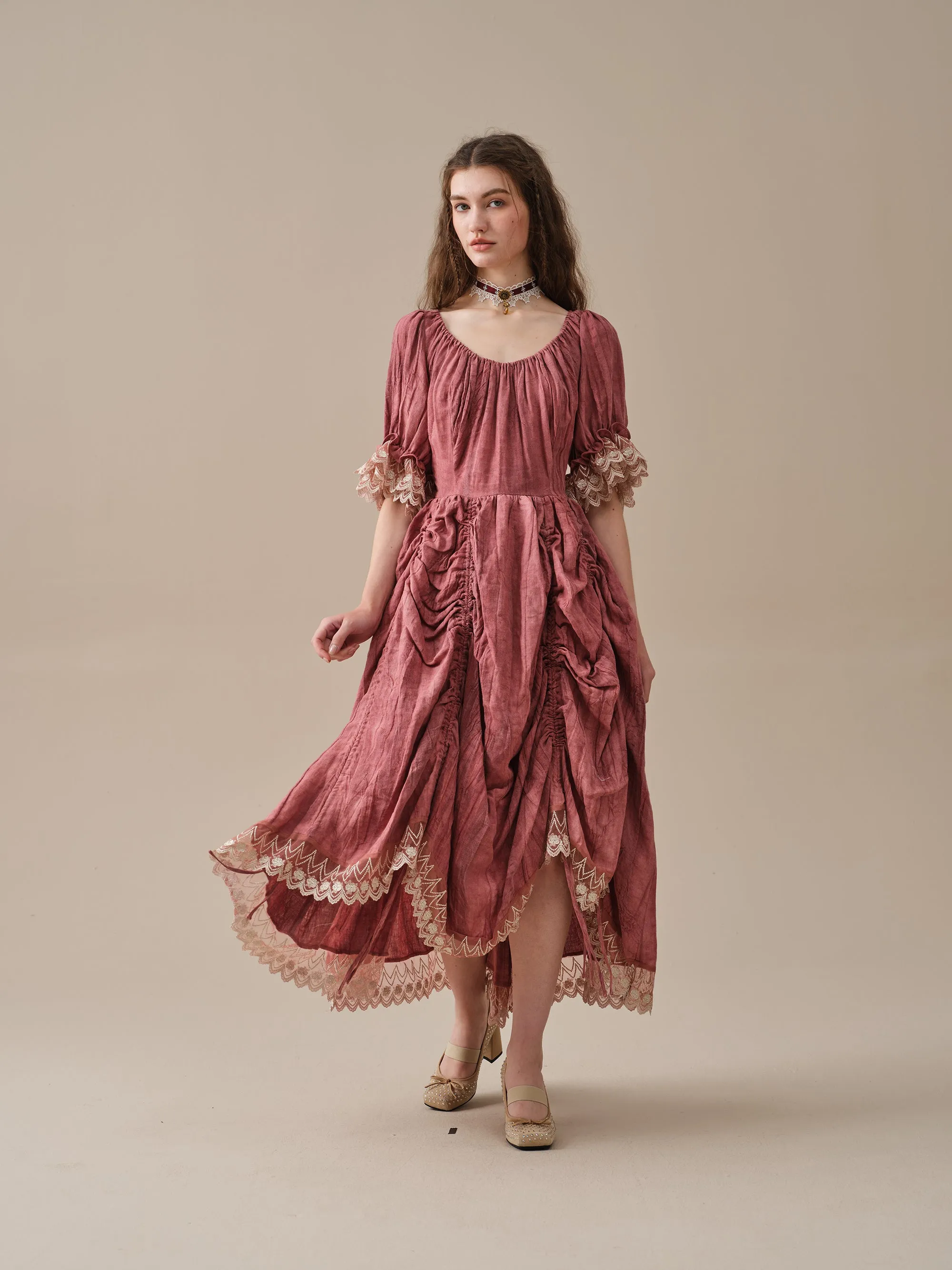 Elowen 27 | Lace Linen dress gown ( 2 way to wear )
