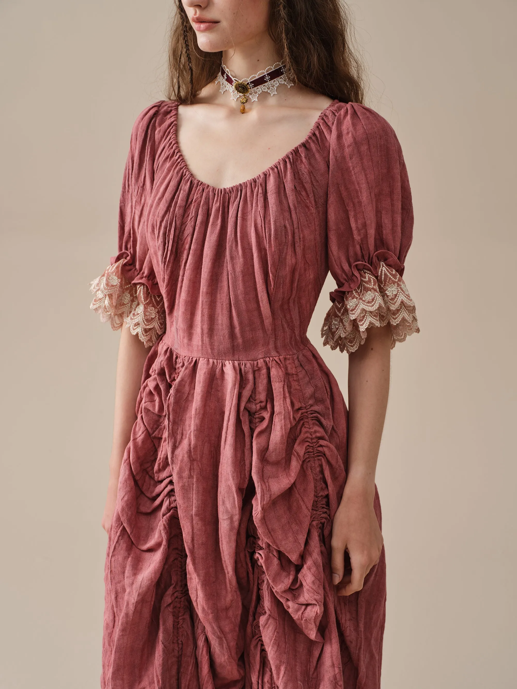 Elowen 27 | Lace Linen dress gown ( 2 way to wear )