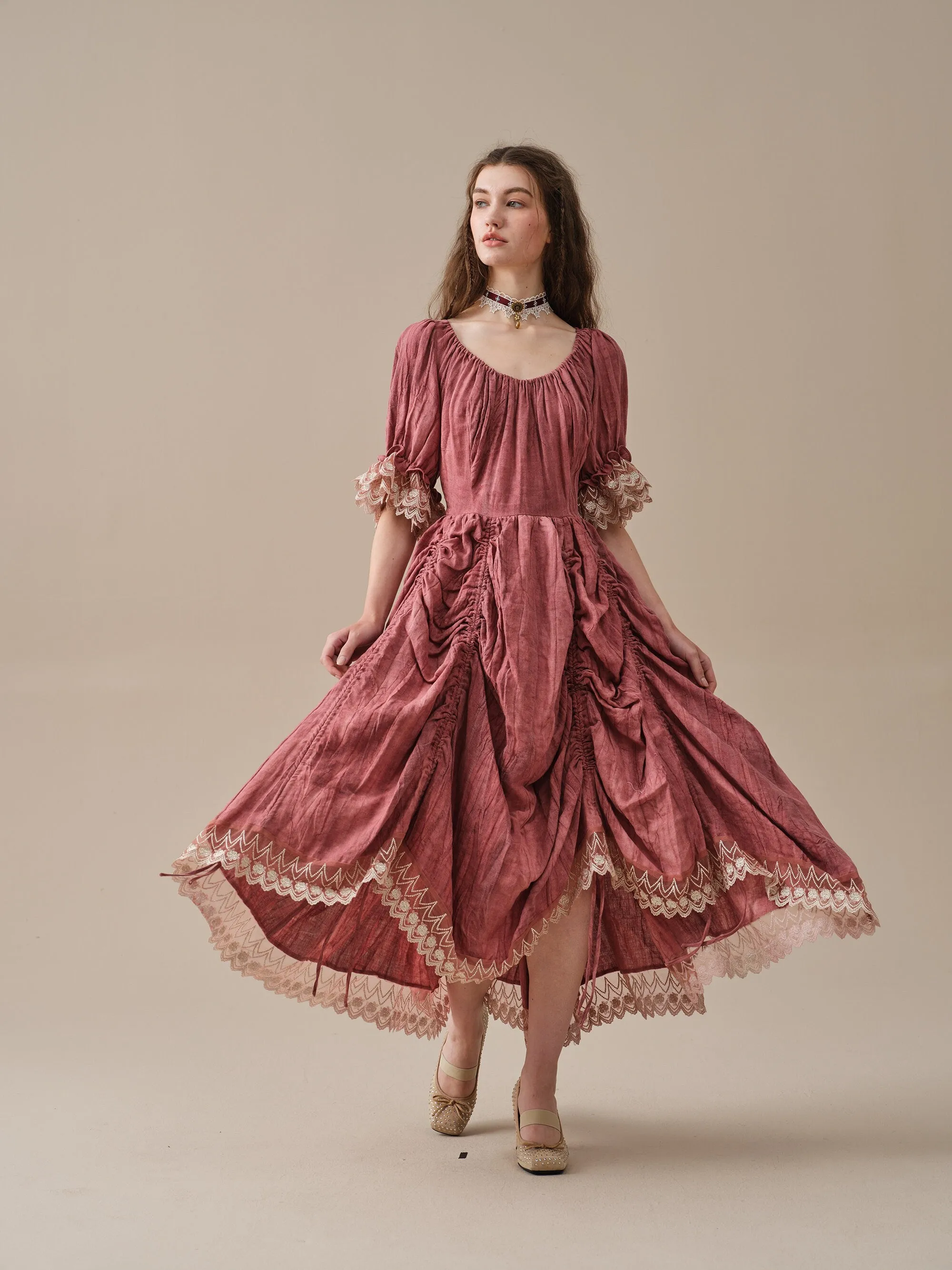 Elowen 27 | Lace Linen dress gown ( 2 way to wear )