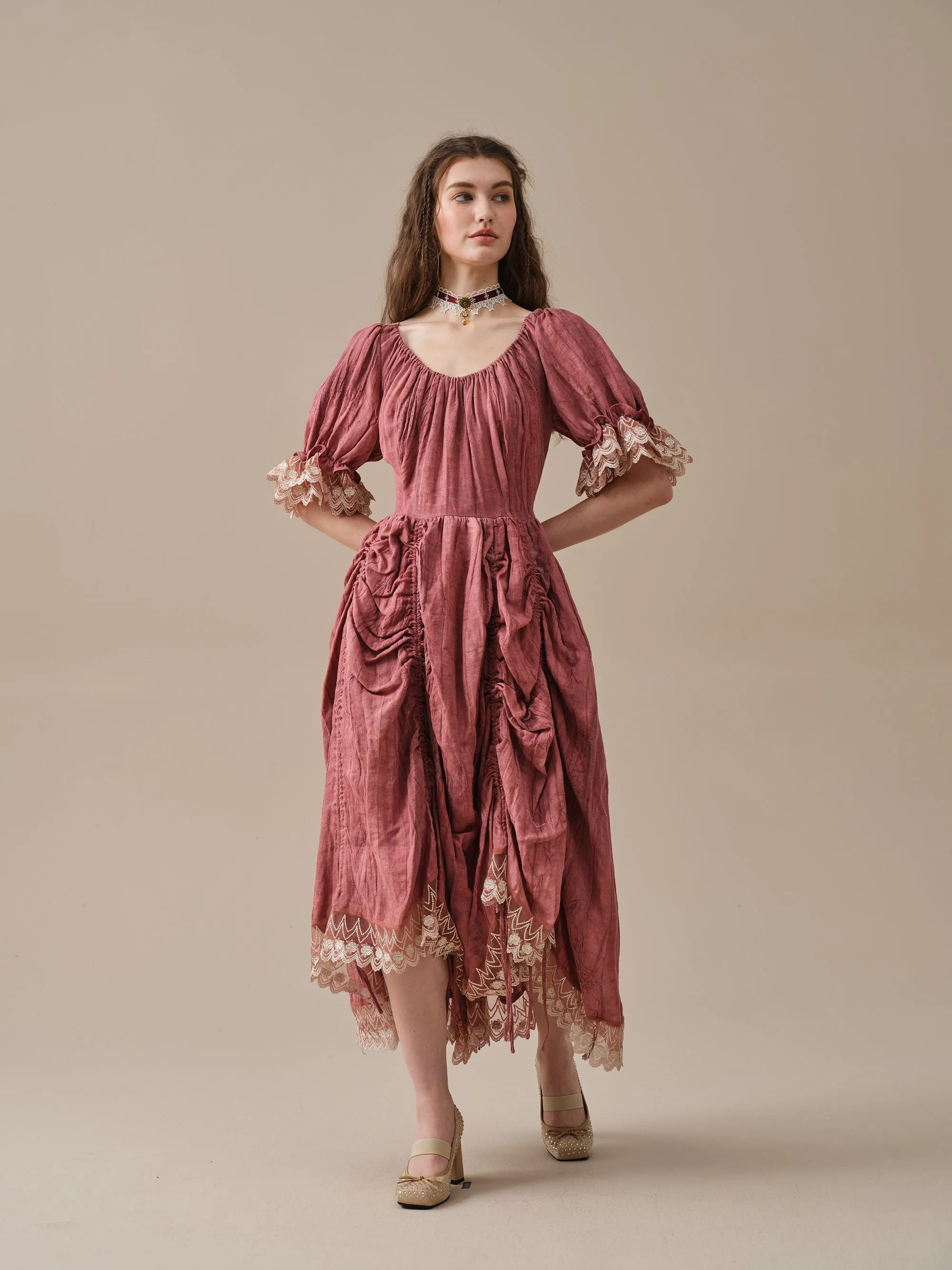 Elowen 27 | Lace Linen dress gown ( 2 way to wear )