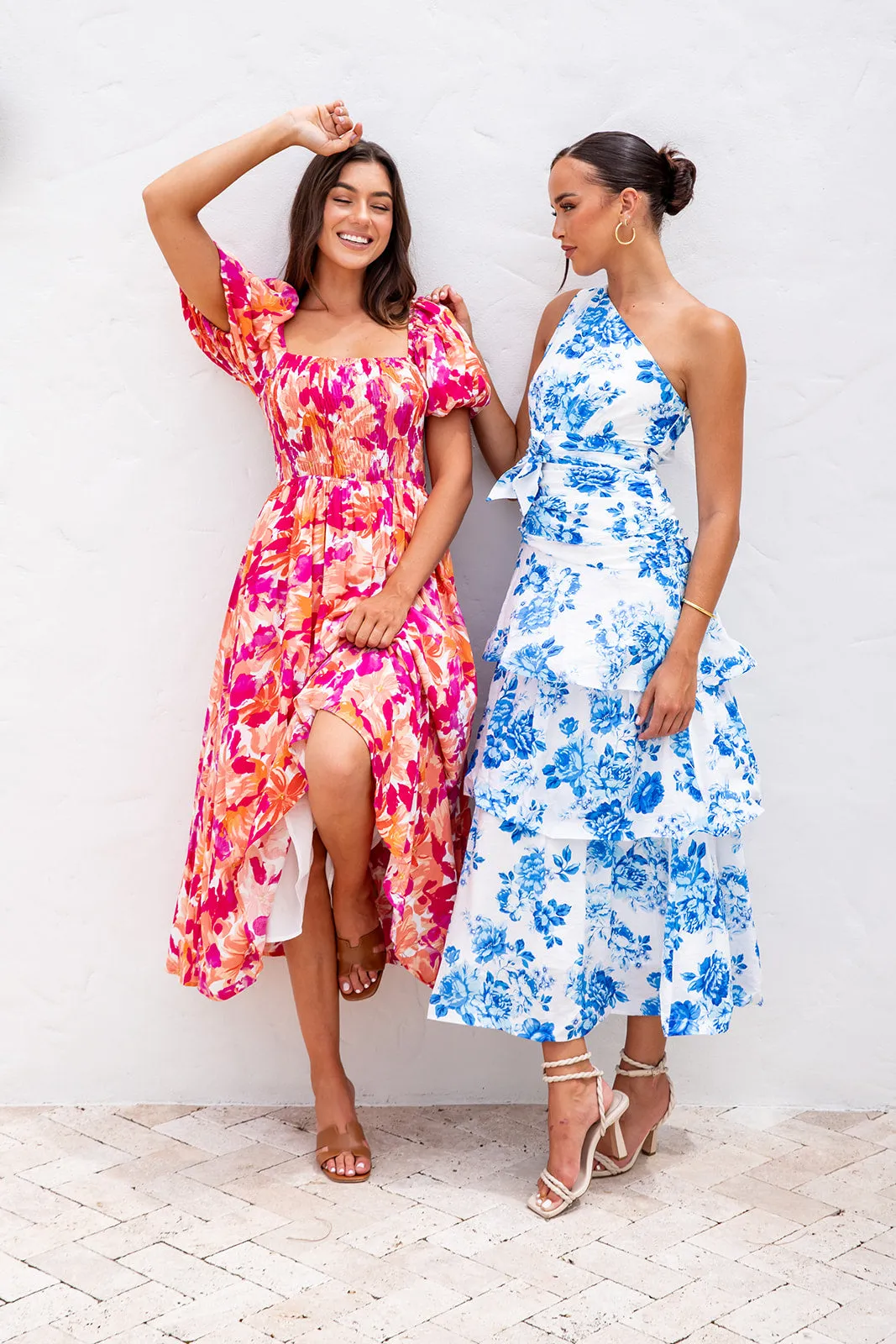 Essence Midi Dress -Pink Floral