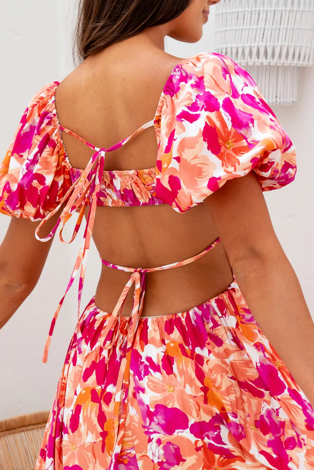 Essence Midi Dress -Pink Floral