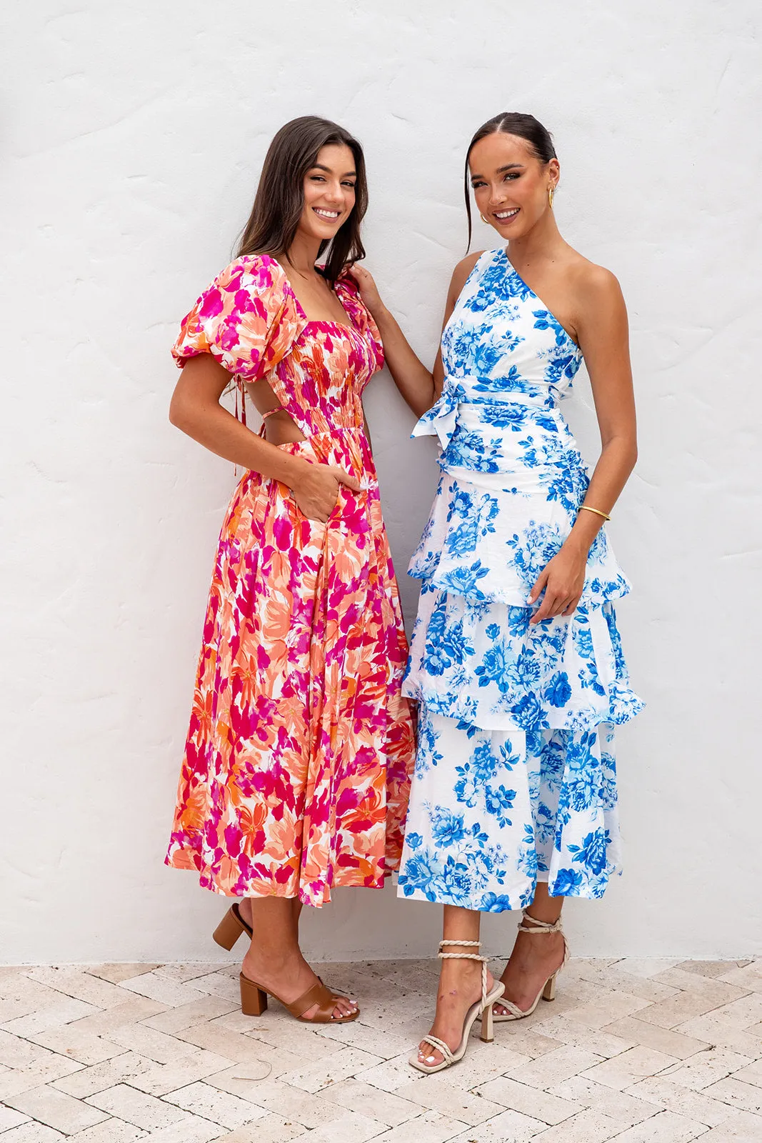 Essence Midi Dress -Pink Floral