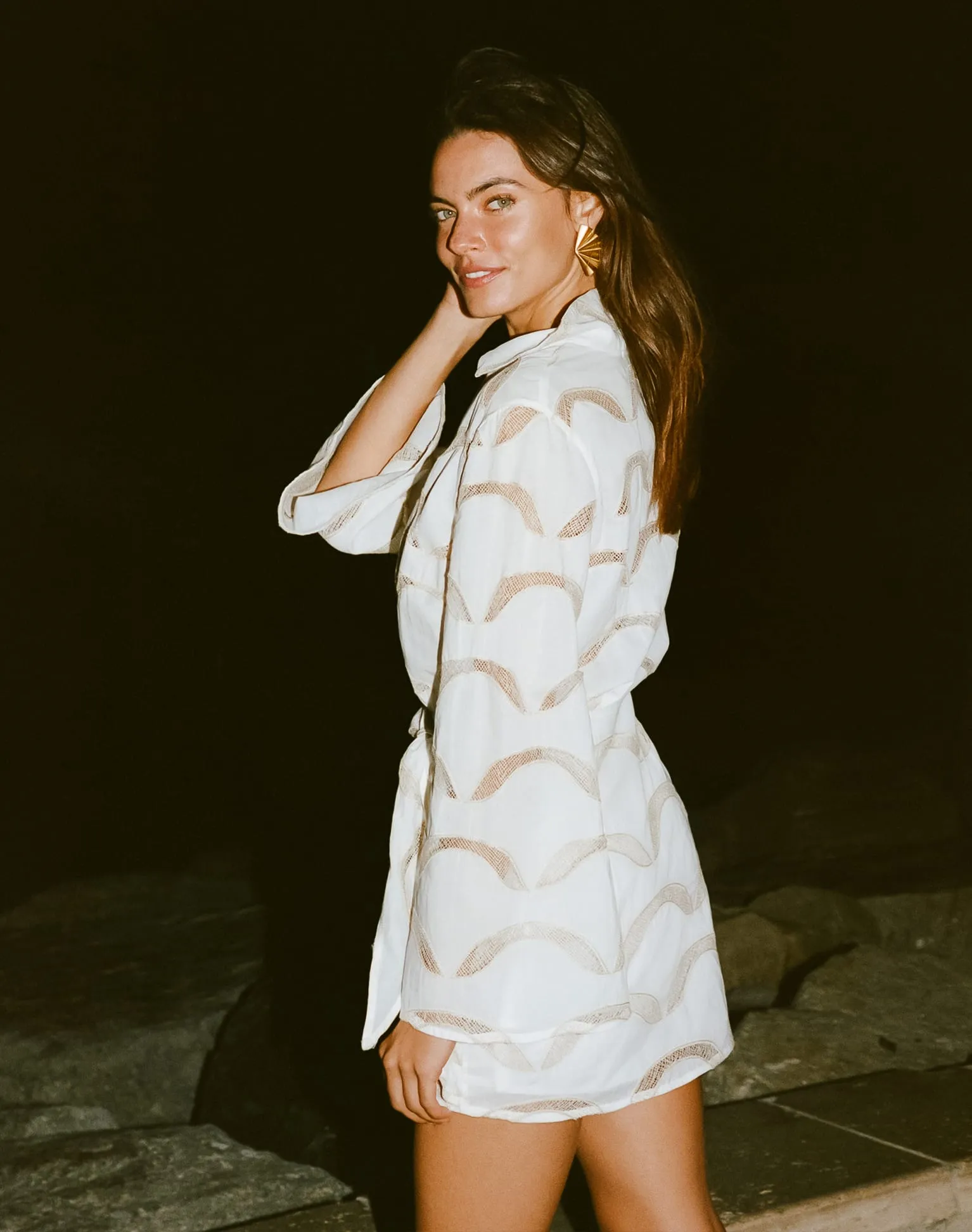 Eyelet Mea Short Dress - Off White