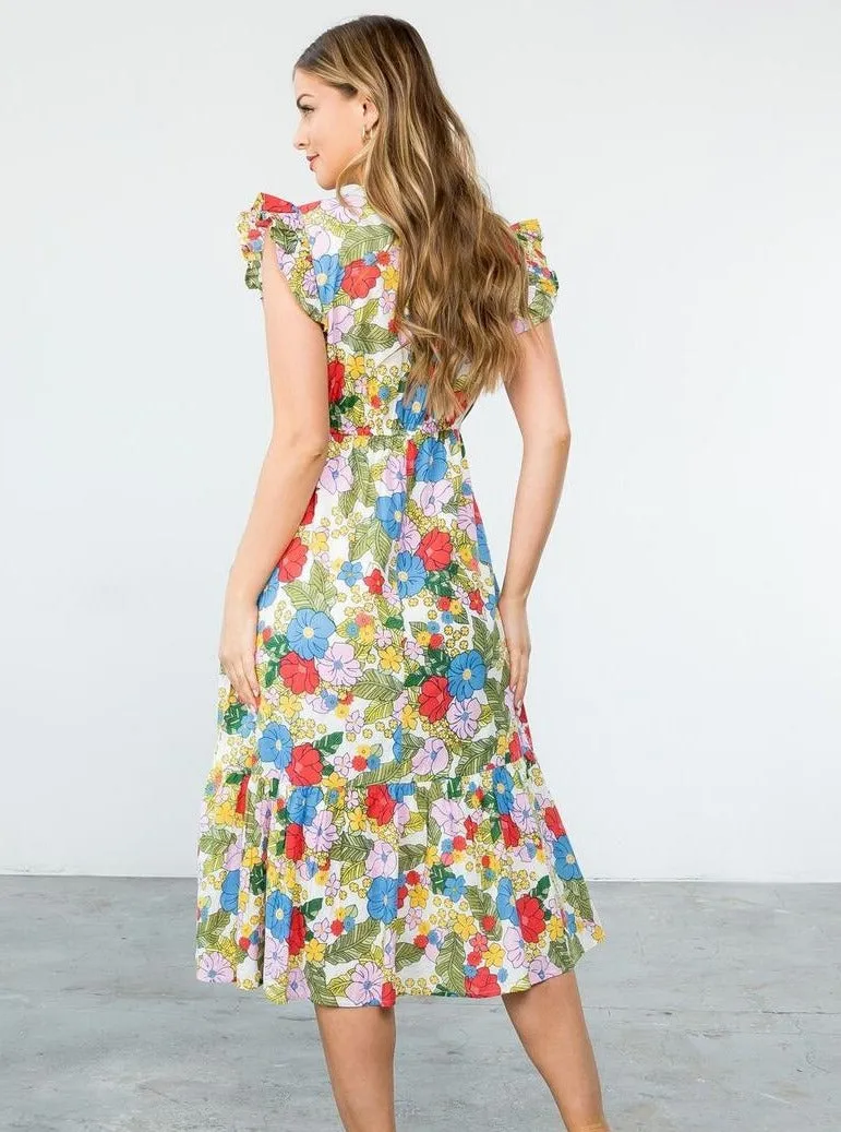 Floral Print Maxi Dress [WH-SRT1538]