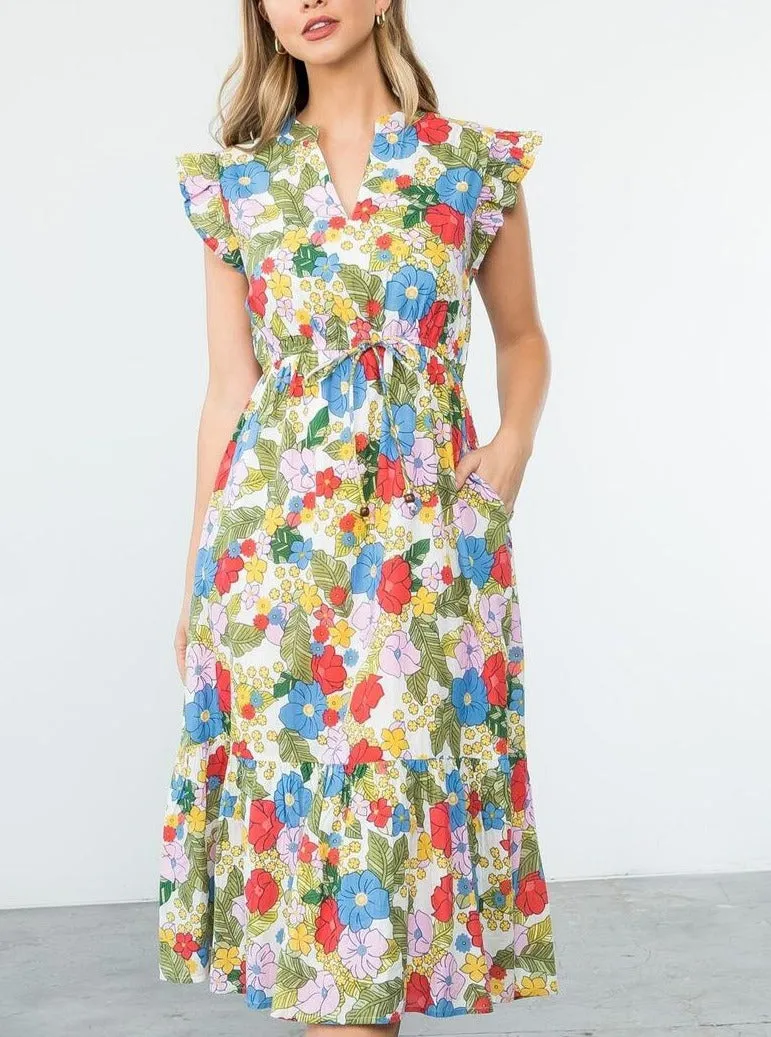 Floral Print Maxi Dress [WH-SRT1538]