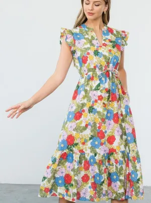Floral Print Maxi Dress [WH-SRT1538]