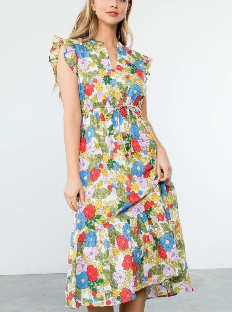 Floral Print Maxi Dress [WH-SRT1538]