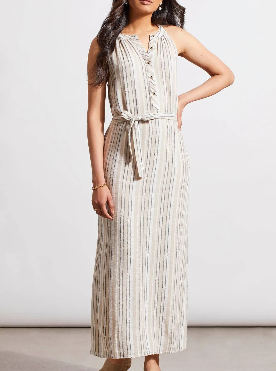 Halter Maxi Dress W Removable Sash [French Oak-5387O]