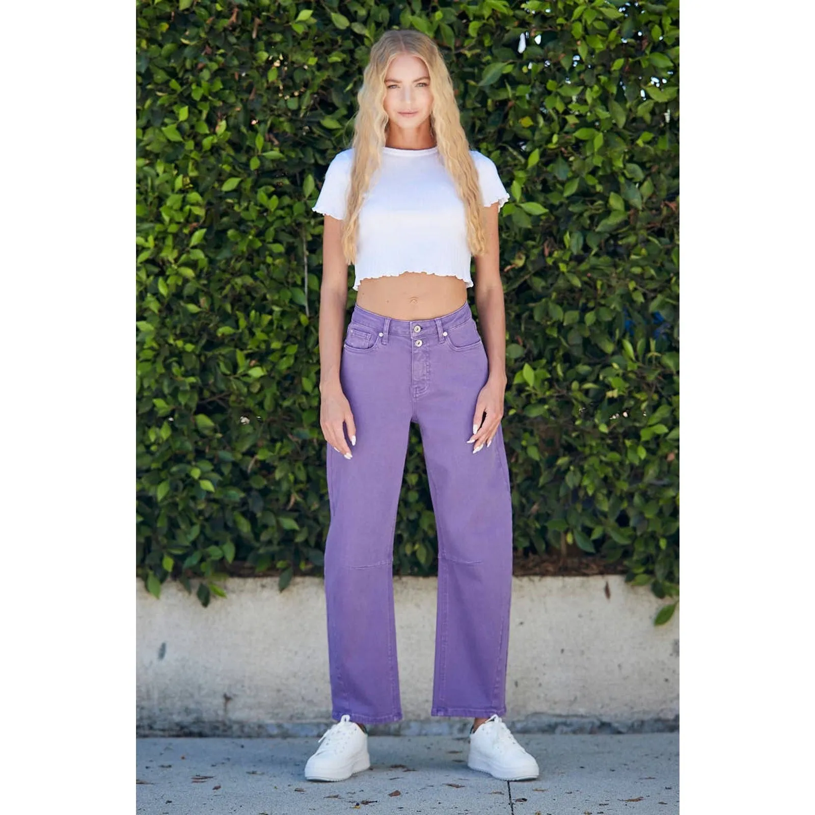 HIGH RISE STRETCH BARREL HORSESHOE COLOR DENIM / Multiple