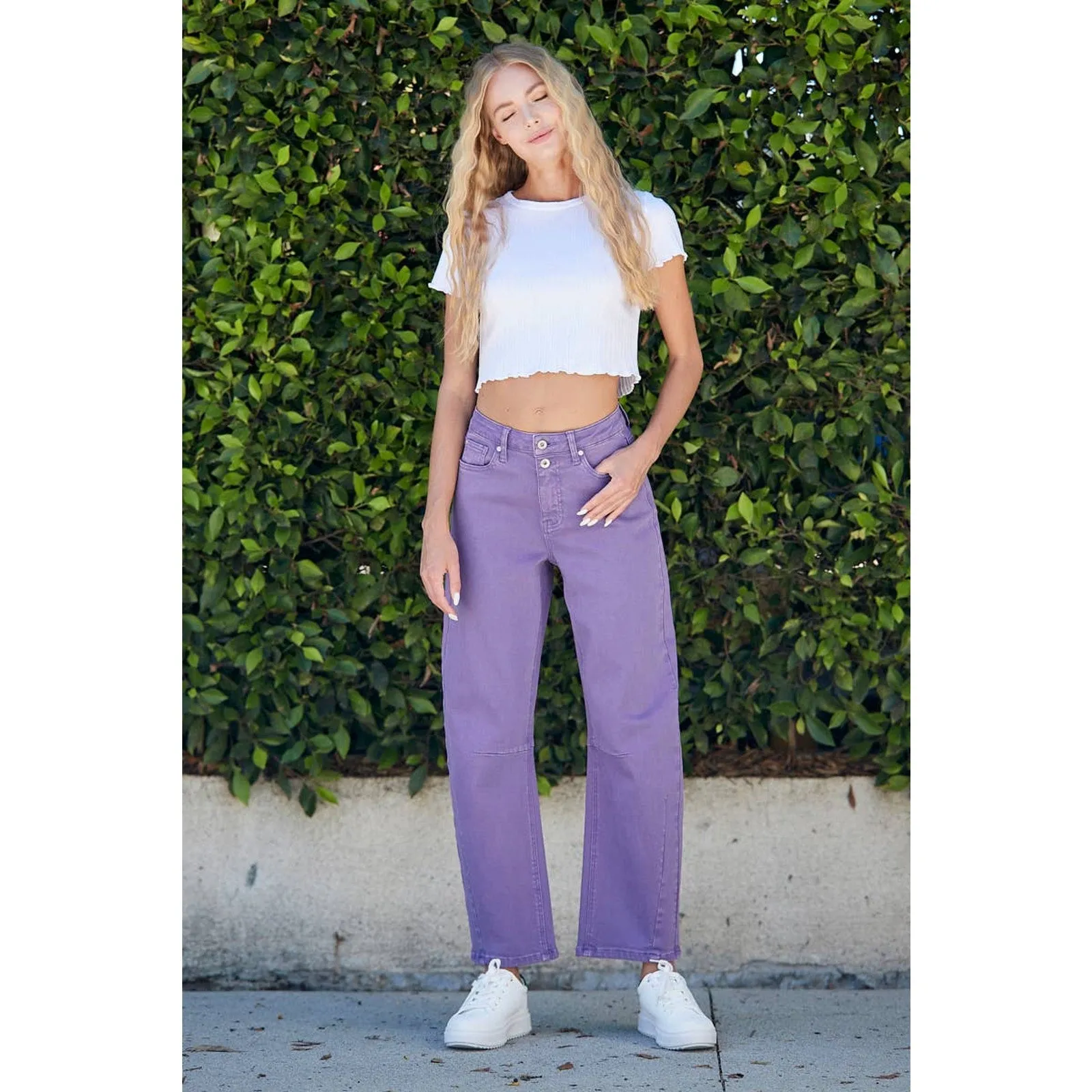 HIGH RISE STRETCH BARREL HORSESHOE COLOR DENIM / Multiple