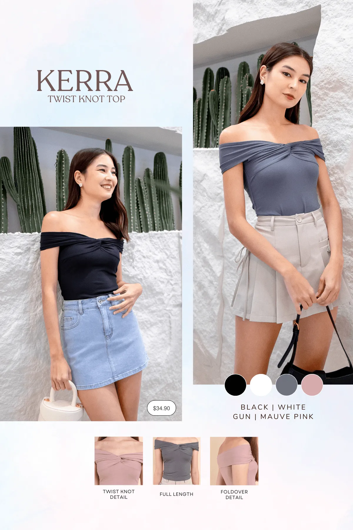 KERRA TWIST KNOT TOP IN BLACK