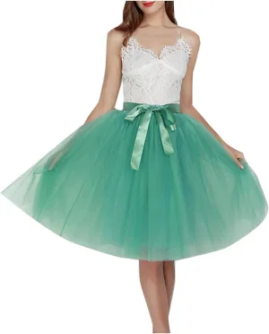 Knee Length Tulle Skirt for Women Tutu Layered Short Prom Party Skirts Underskirt Wedding Skirt Fluffy Dance Dress