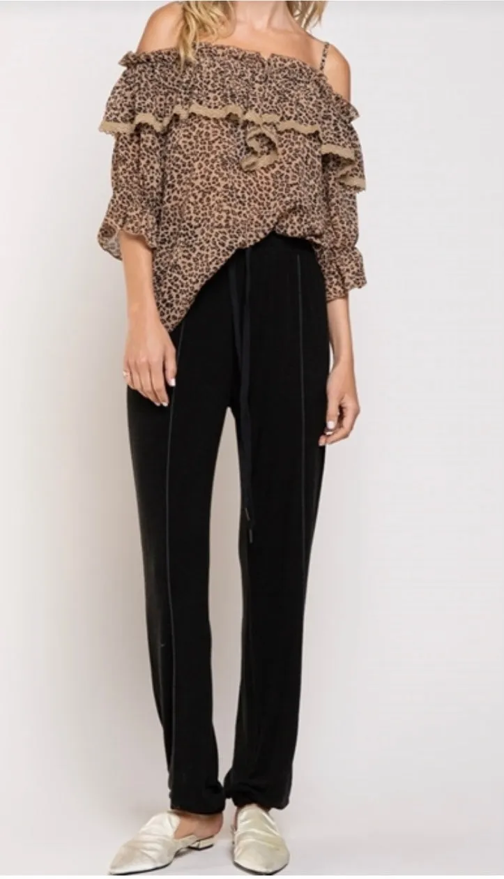 Leopard Print Off Shoulder Top