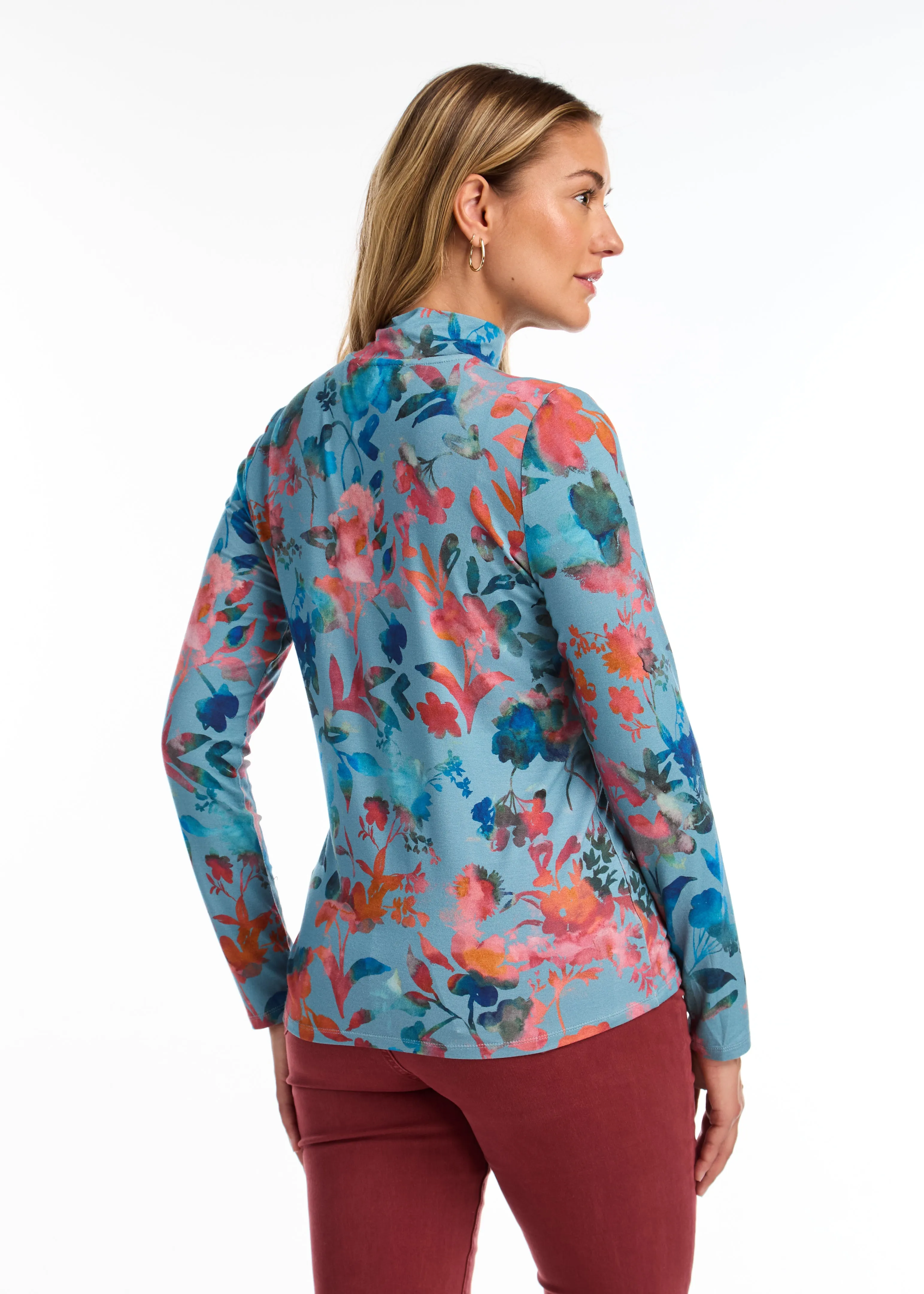Long-Sleeve Mock Neck Top