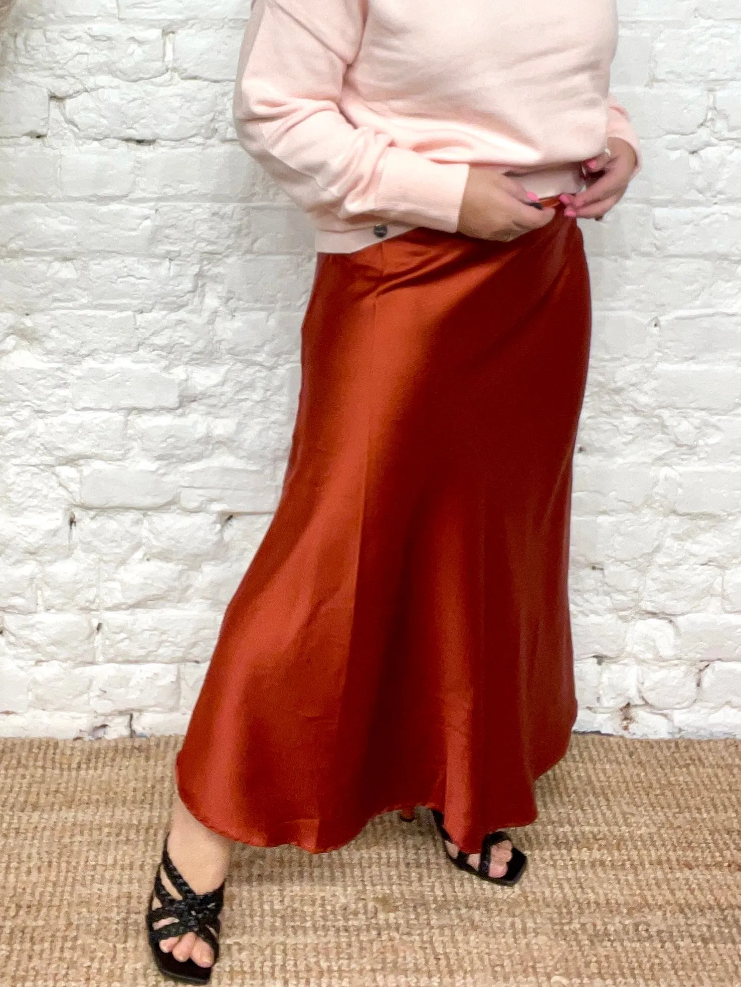 Malissa J A line Satin long Skirt