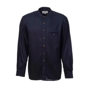 Navy Linen Grandfather Shirt