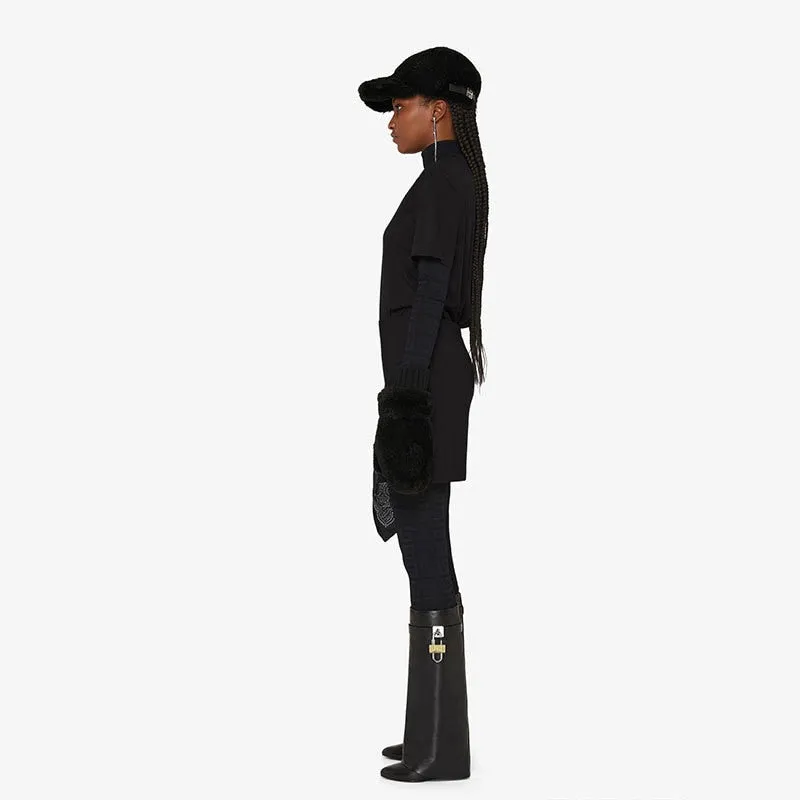 New Knee High Boots Shark Lock Long Thick Soled High-heeled Boots Designer Luxury Brand Women Leather Boots