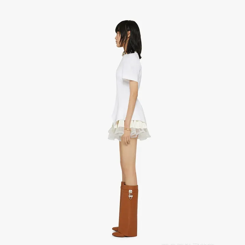 New Knee High Boots Shark Lock Long Thick Soled High-heeled Boots Designer Luxury Brand Women Leather Boots