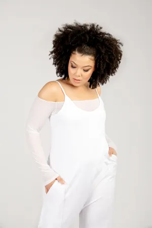 Off Shoulder Long Sleeve Top- Sheer