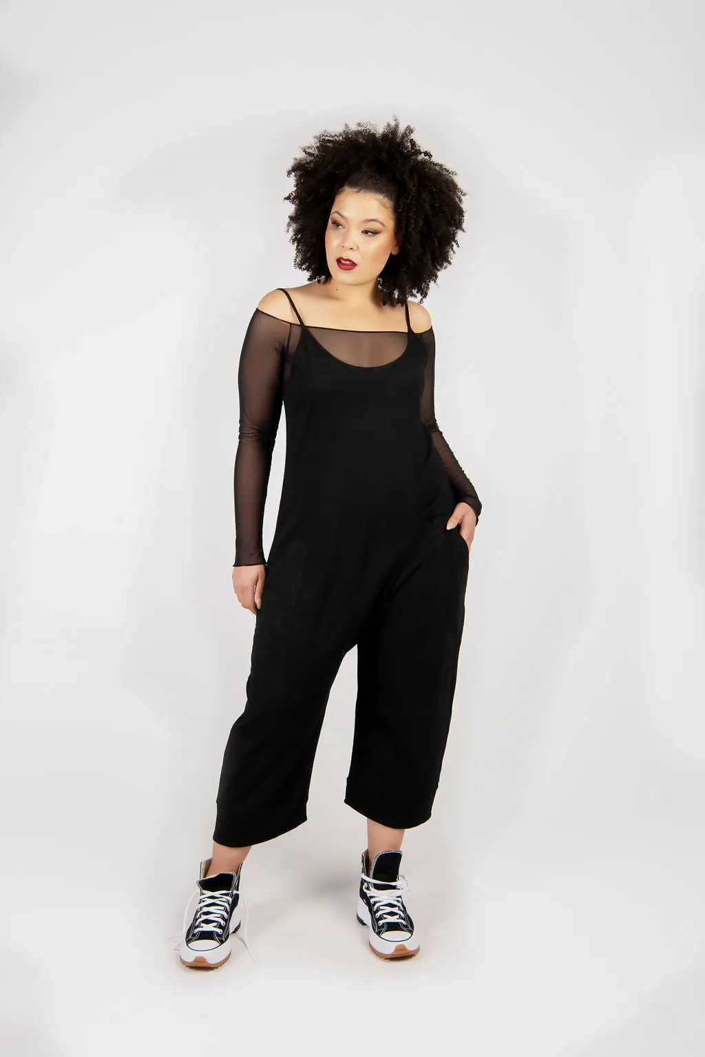 Off Shoulder Long Sleeve Top- Sheer