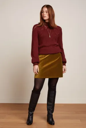 Olivia Velvet Mini Skirt - Golden Brown