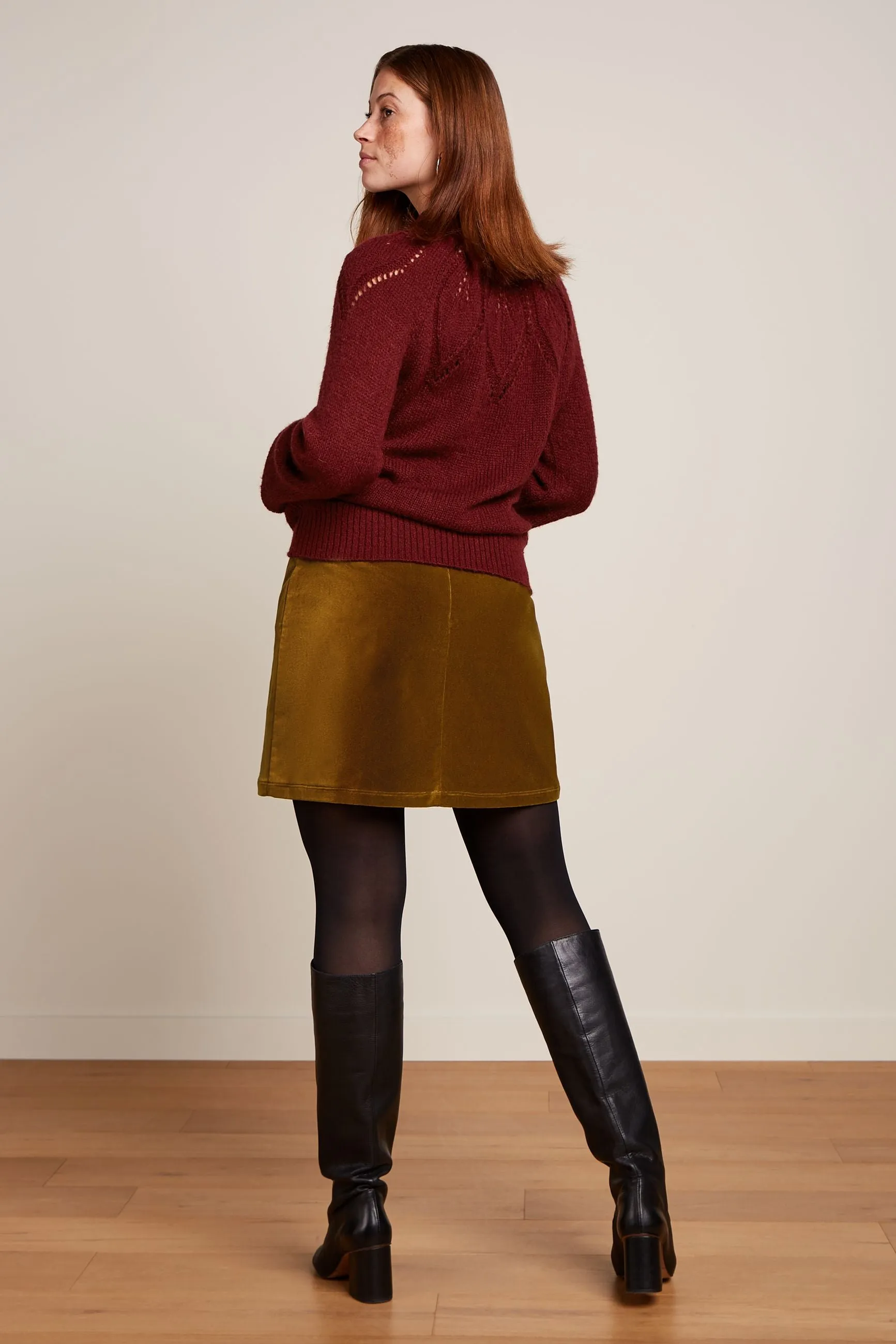 Olivia Velvet Mini Skirt - Golden Brown