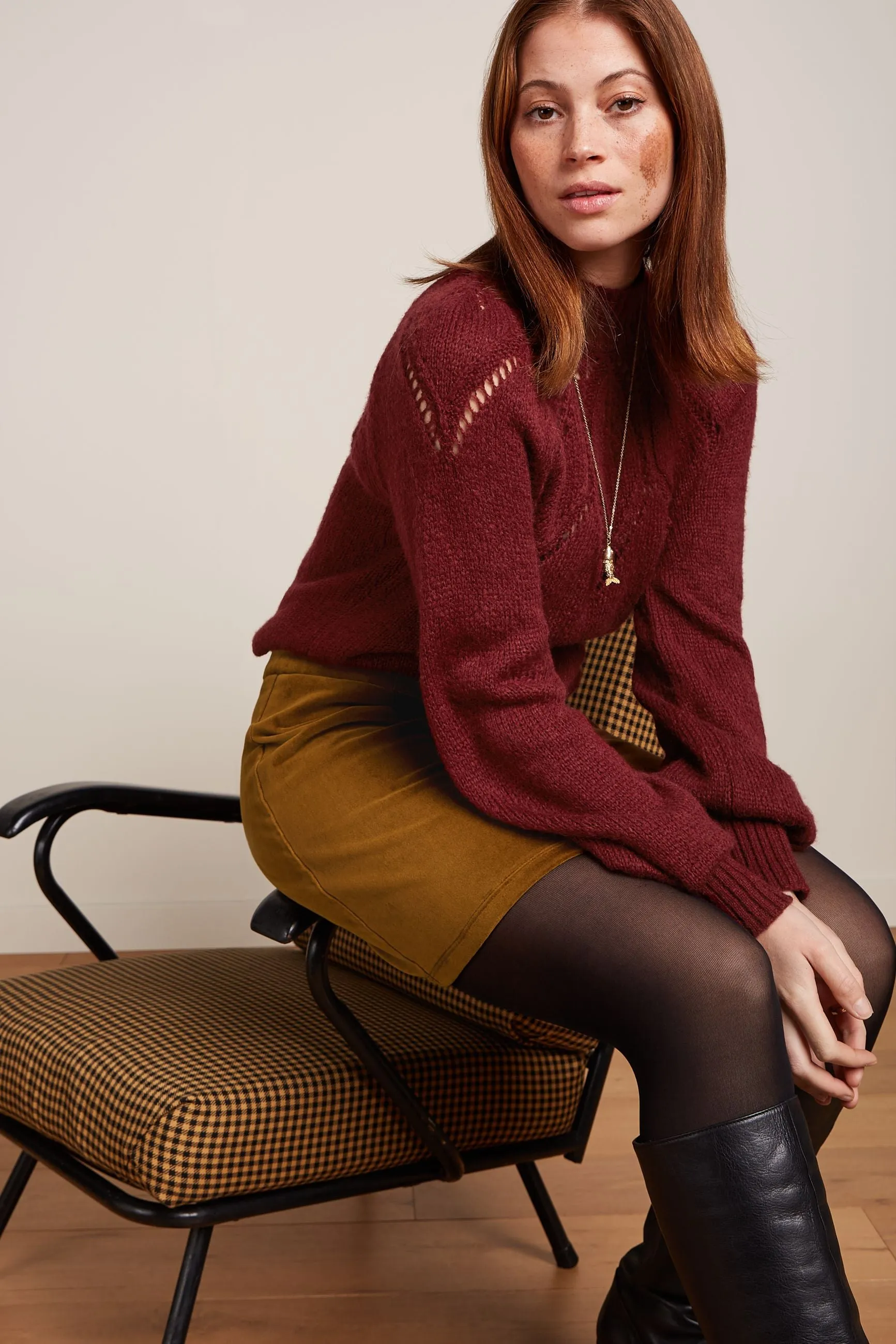 Olivia Velvet Mini Skirt - Golden Brown