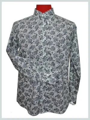 Paisley Shirt | Grey 60s Retro Paisley Mod Shirt