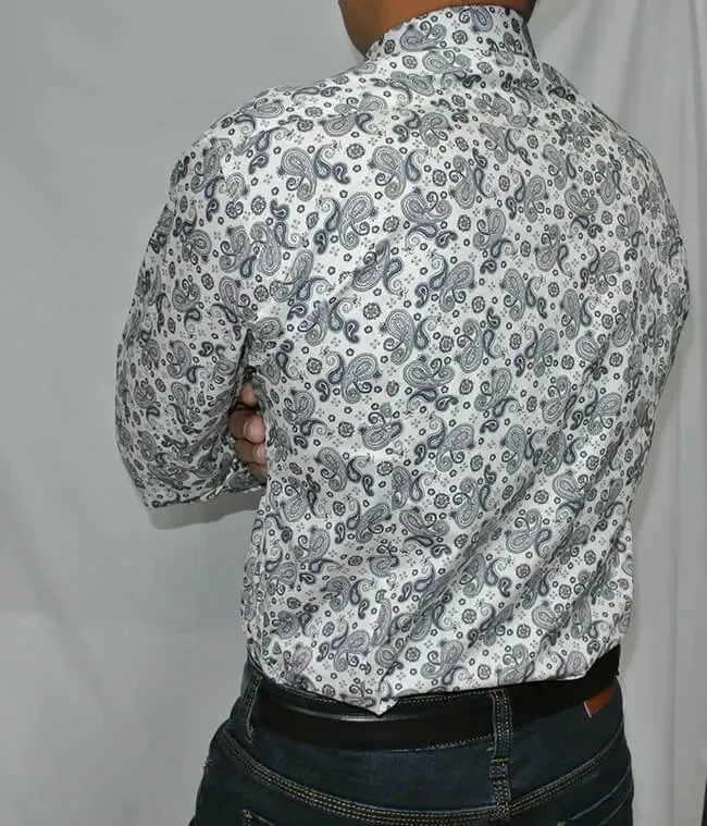 Paisley Shirt | Grey 60s Retro Paisley Mod Shirt